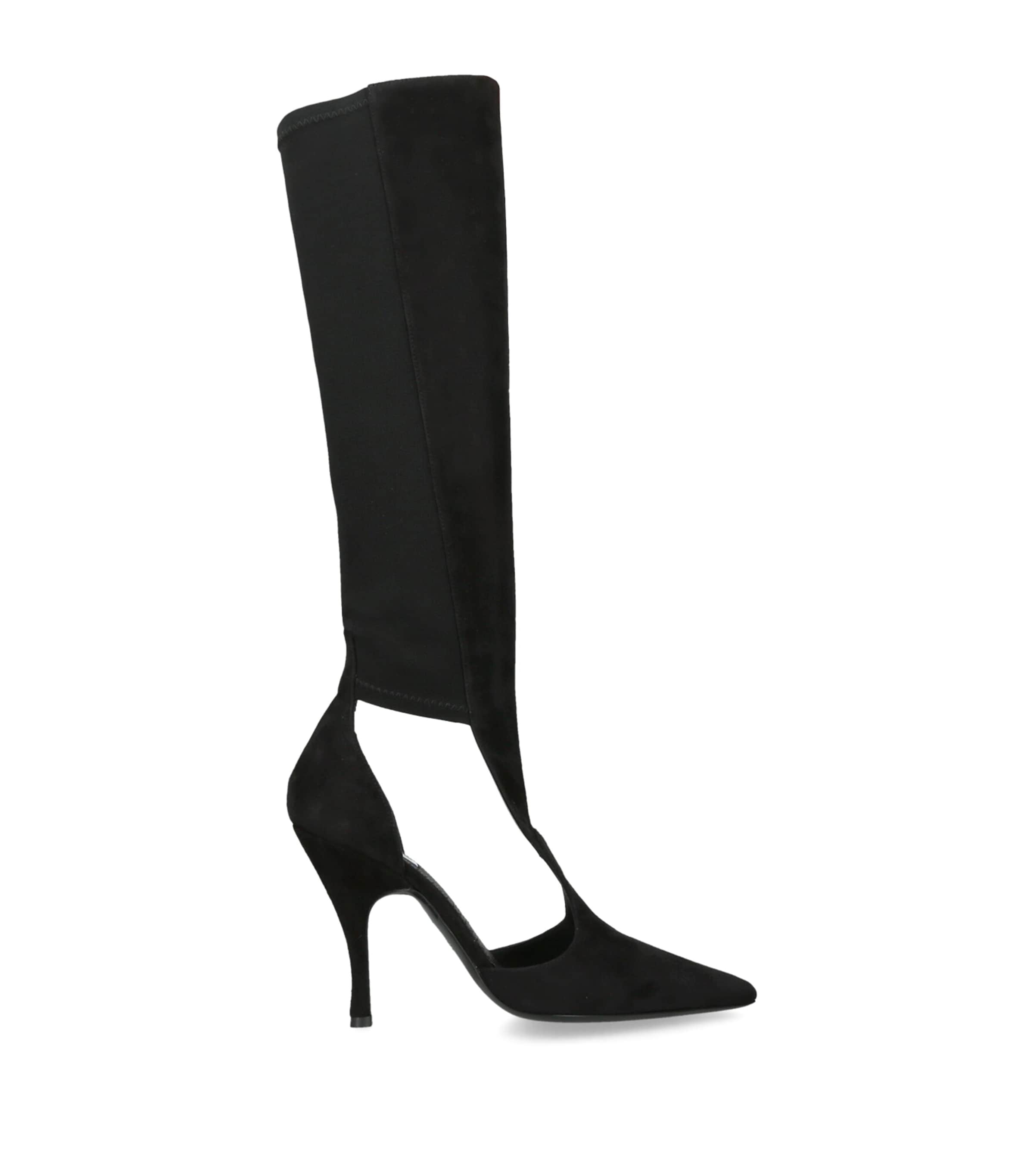 Alaïa Suede Cut-Out Knee-High Boots 100 Black