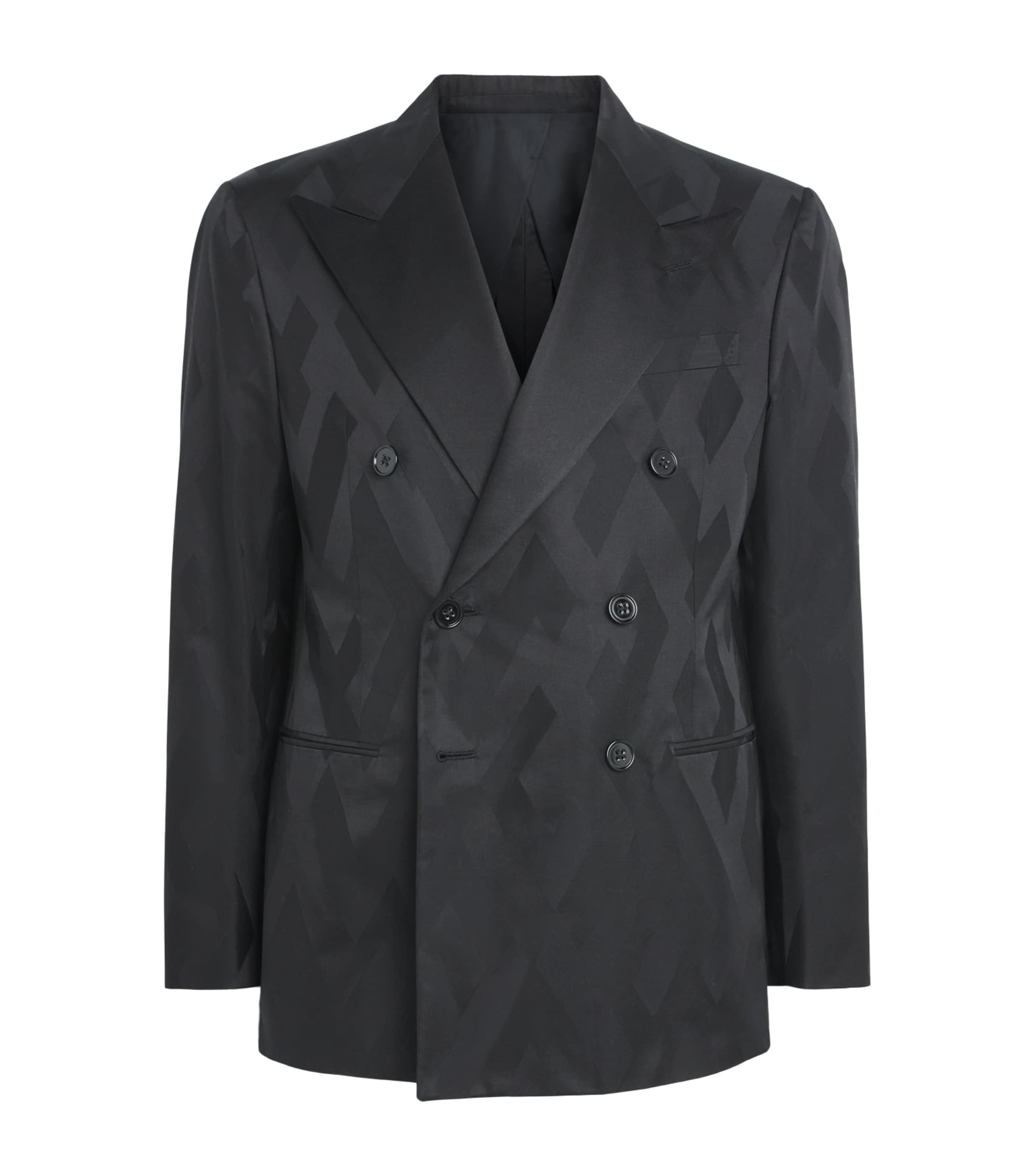 Ralph Lauren Purple Label Mens Cotton-Silk Double-Breasted Kent Tuxedo Jacket Black Tonal