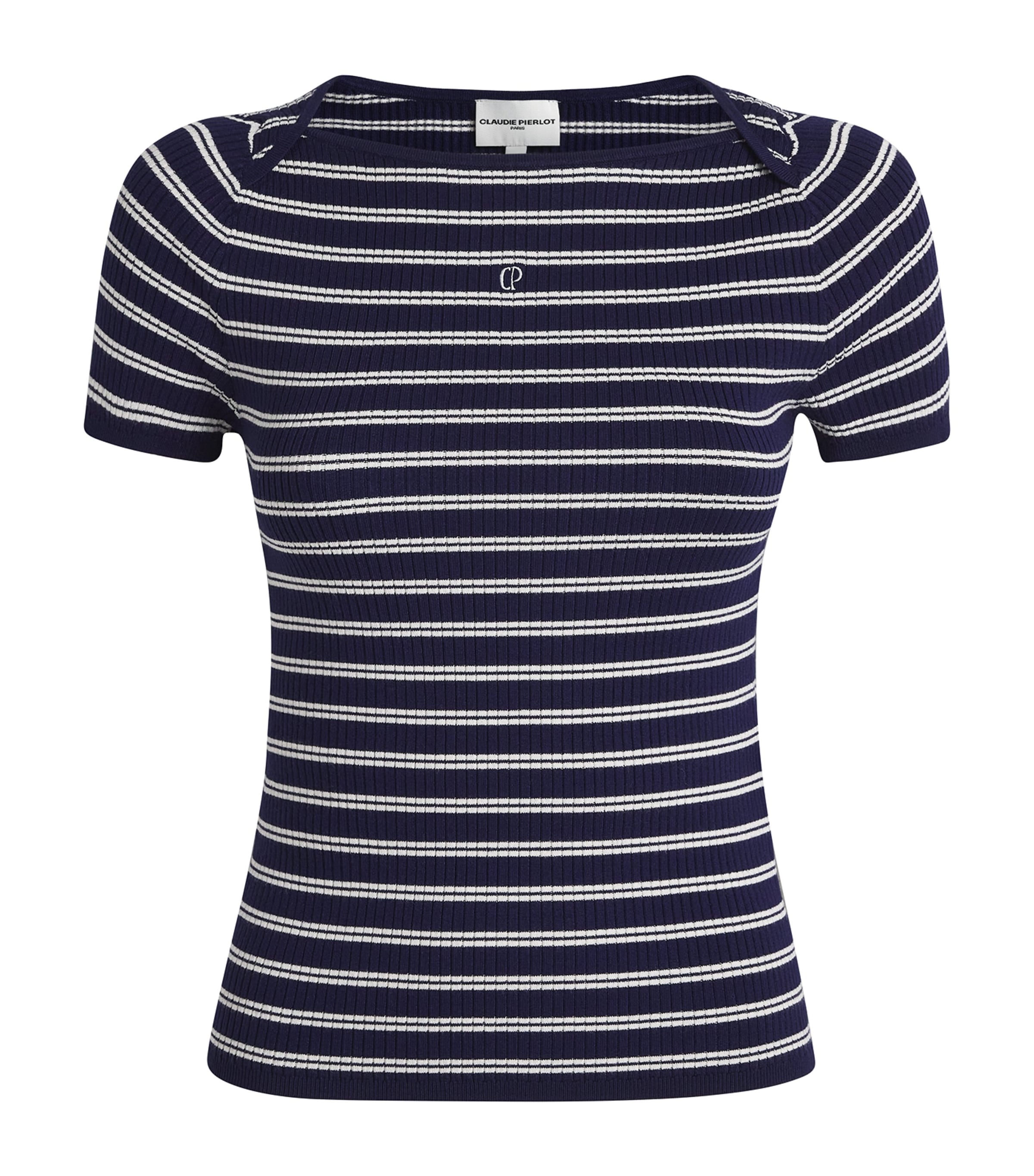 Claudie Pierlot Womens Stripe Rib-Knit Top Dual Color