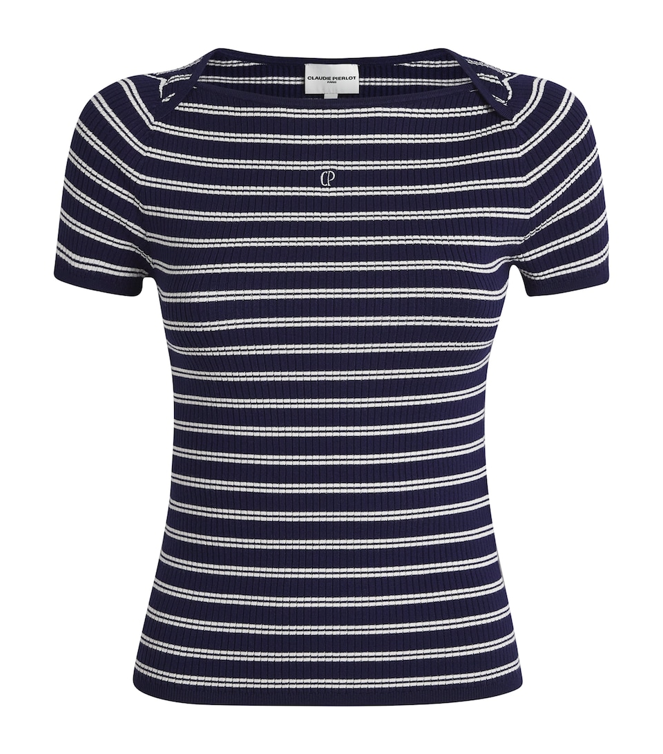 Claudie Pierlot Womens Stripe Rib-Knit Top Dual Color