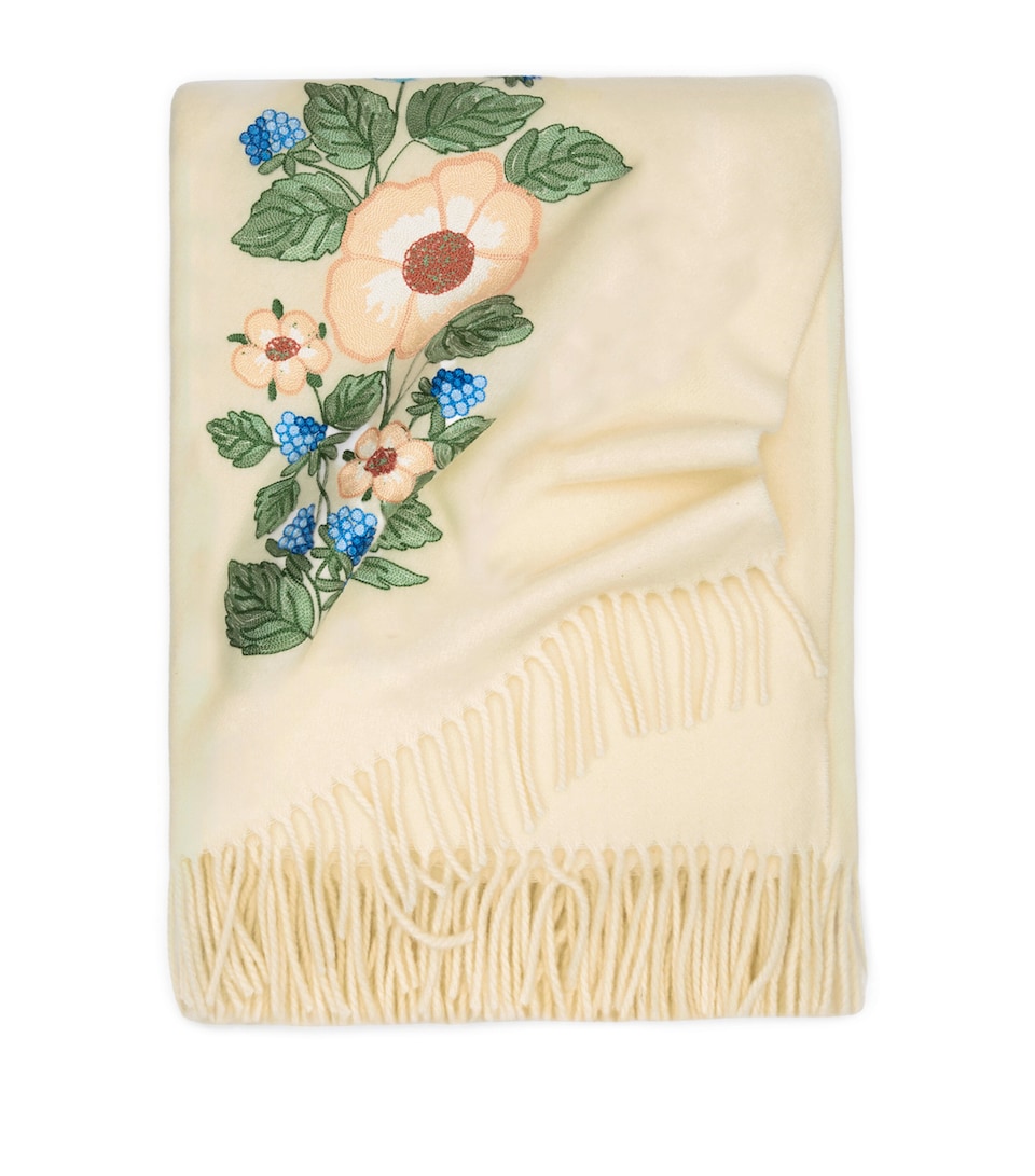 Loretta Caponi Wool Flowers and Blackberries Blanket (159cm x 132cm)