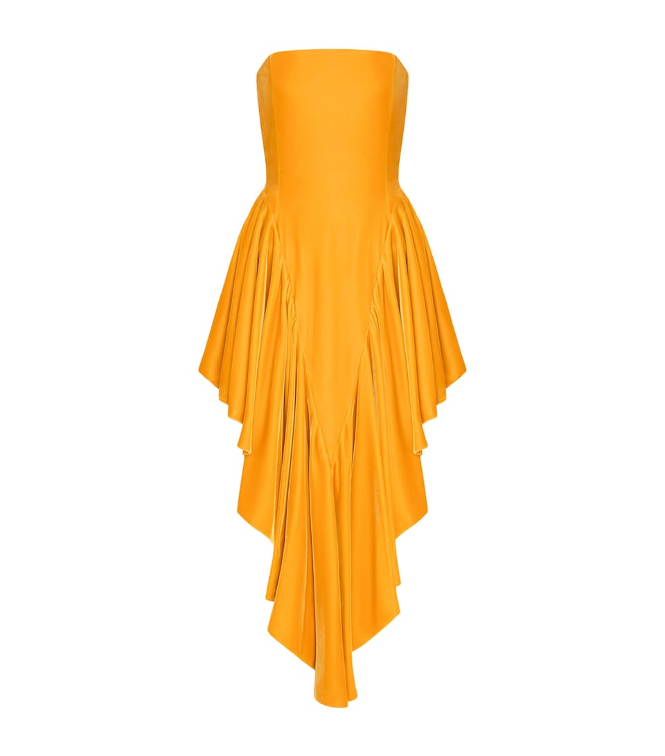 Alaïa Womens Velvet Bustier Triangle Midi Dress Sandstone