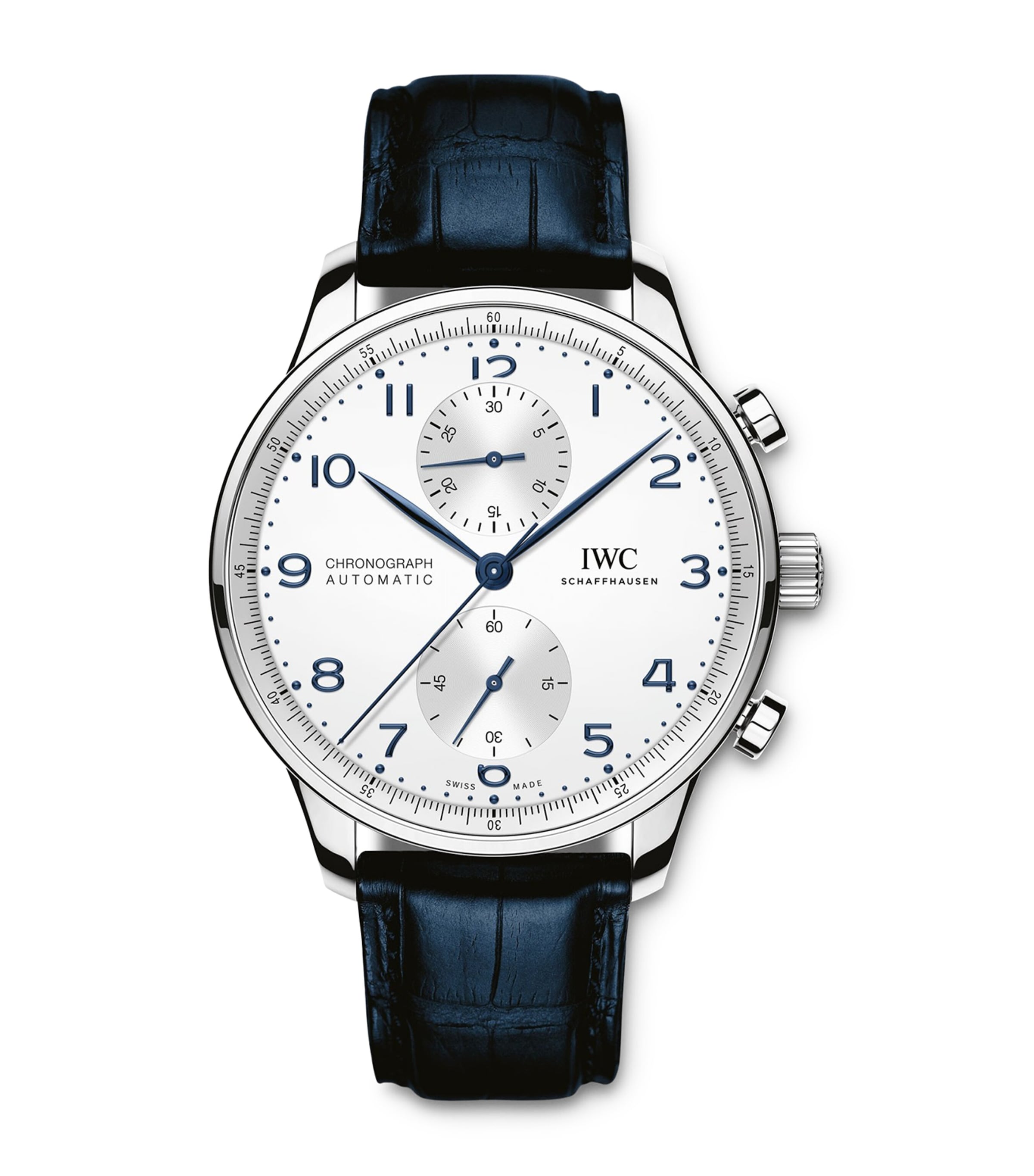 IWC Schaffhausen Stainless Steel Portugieser Chronograph Watch 41mm Silver