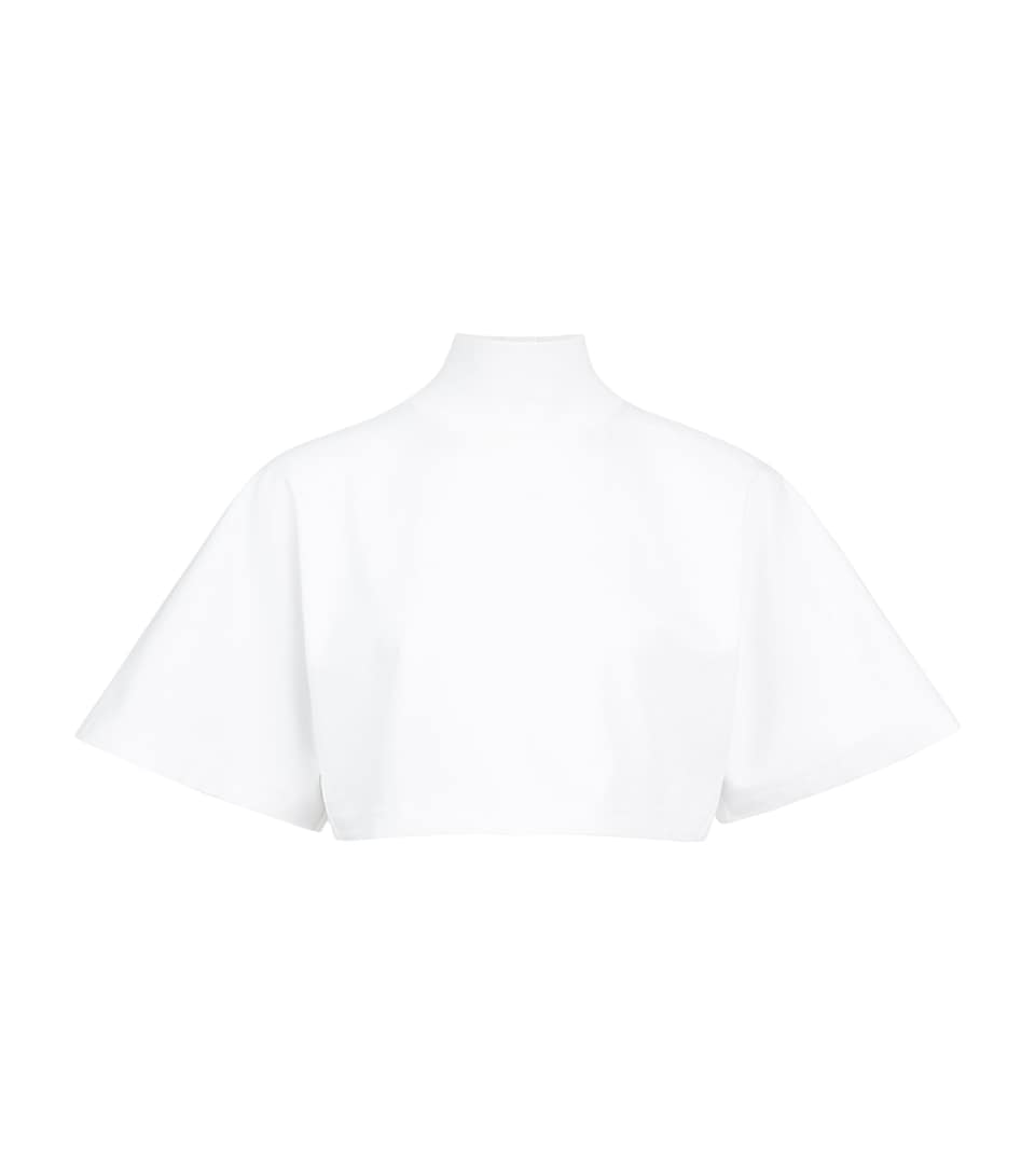 Alaïa Womens Cotton Jersey Cropped T-Shirt White