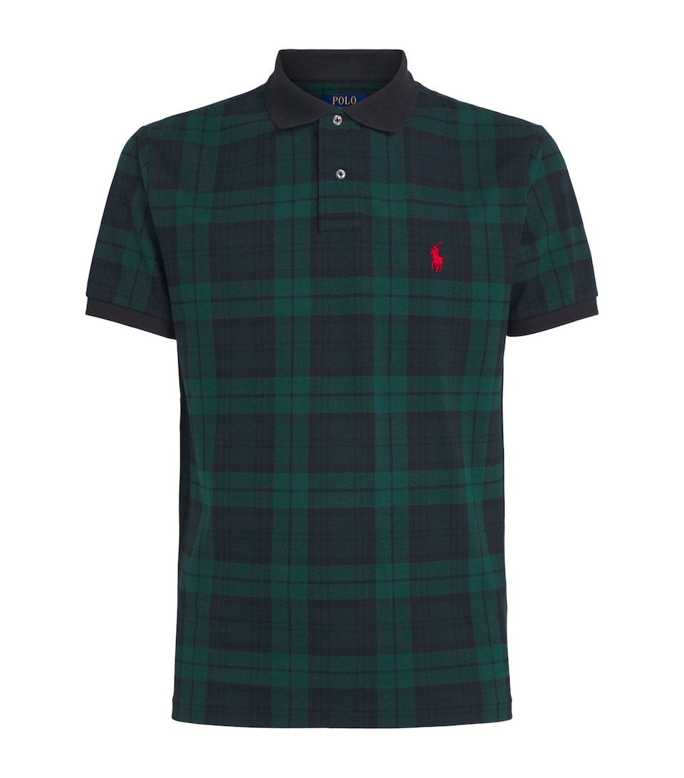 Polo Ralph Lauren Mens Cotton Check Custom Slim Fit Polo Shirt Blackwatch Plaid