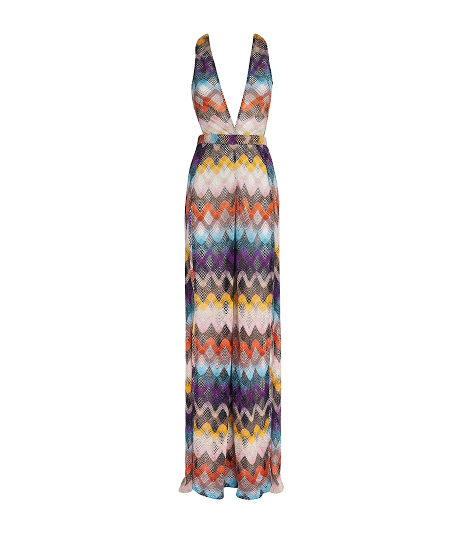 Zigzag Plunge-Neck Jumpsuit