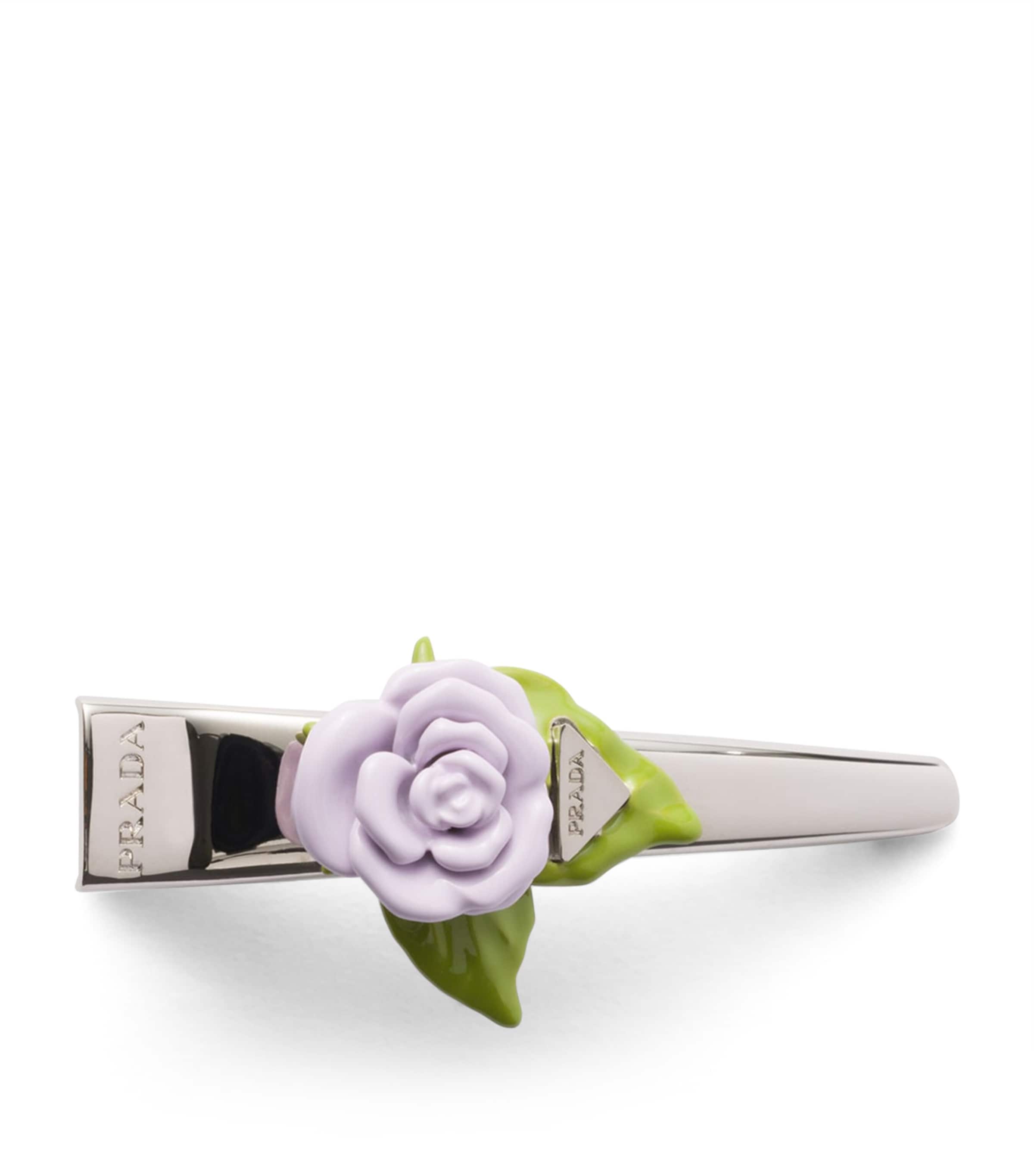 Enamelled Rose Hair Clip