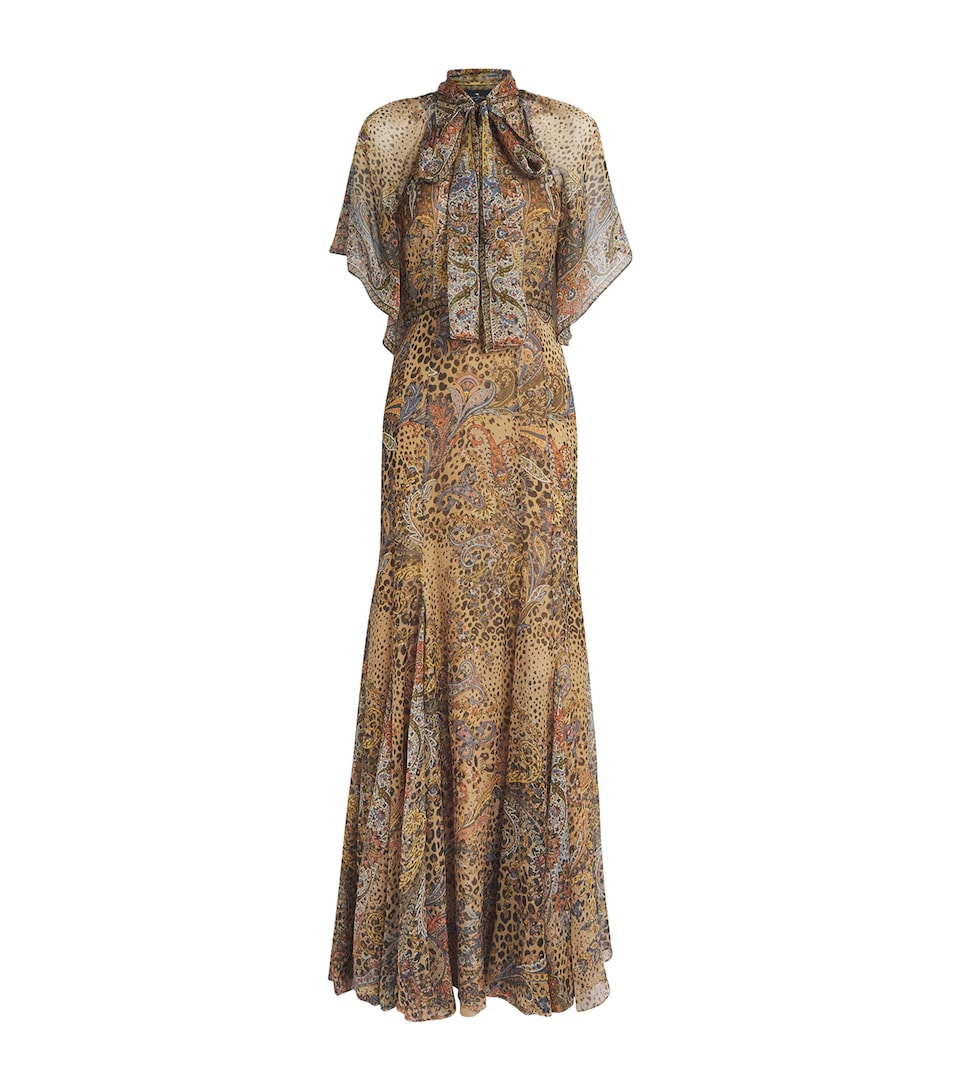 Silk Leopard Print Maxi Dress