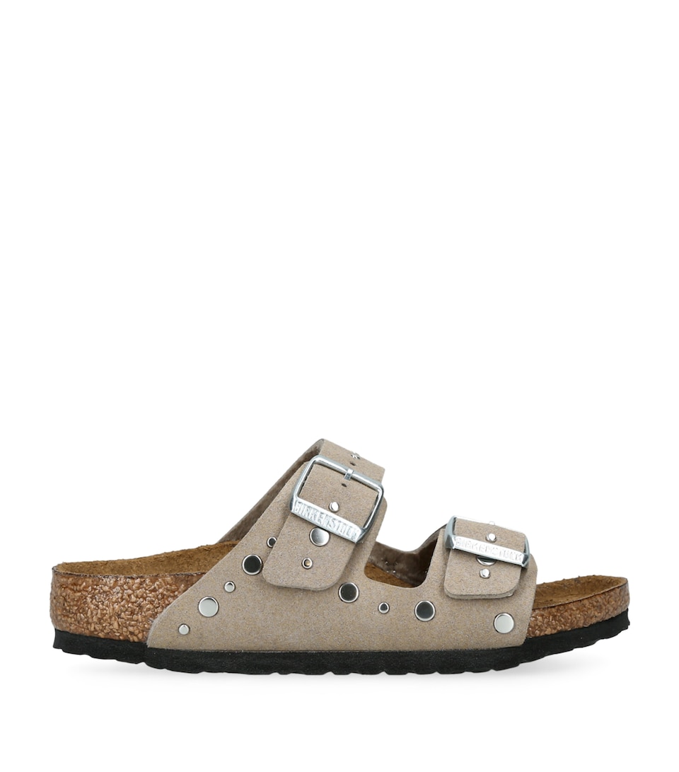 Birkenstock Suede Arizona Rivet-Detail Sandals Taupe