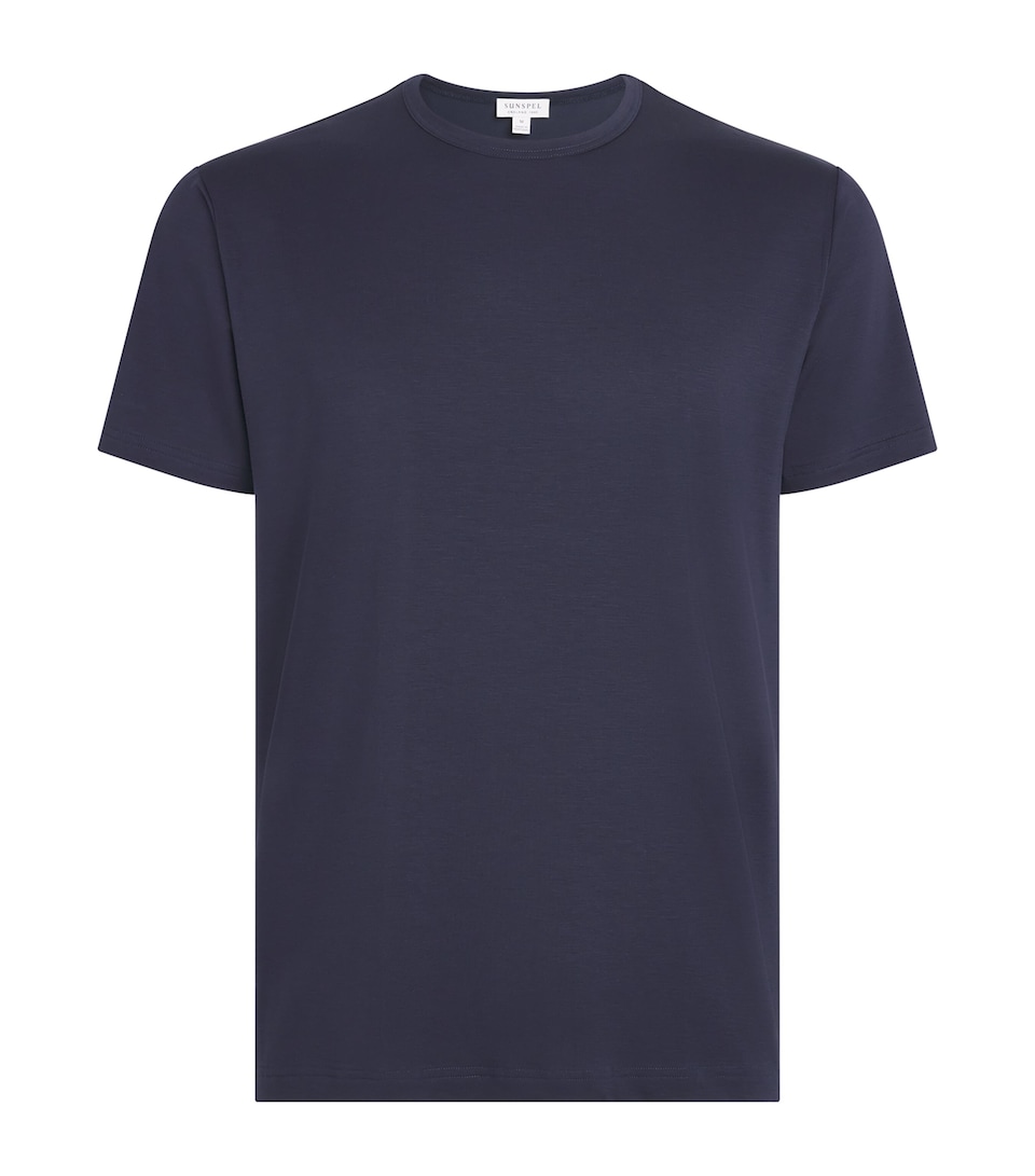 Sunspel Mens Stretch-Tencel T-Shirt Buaa Navy