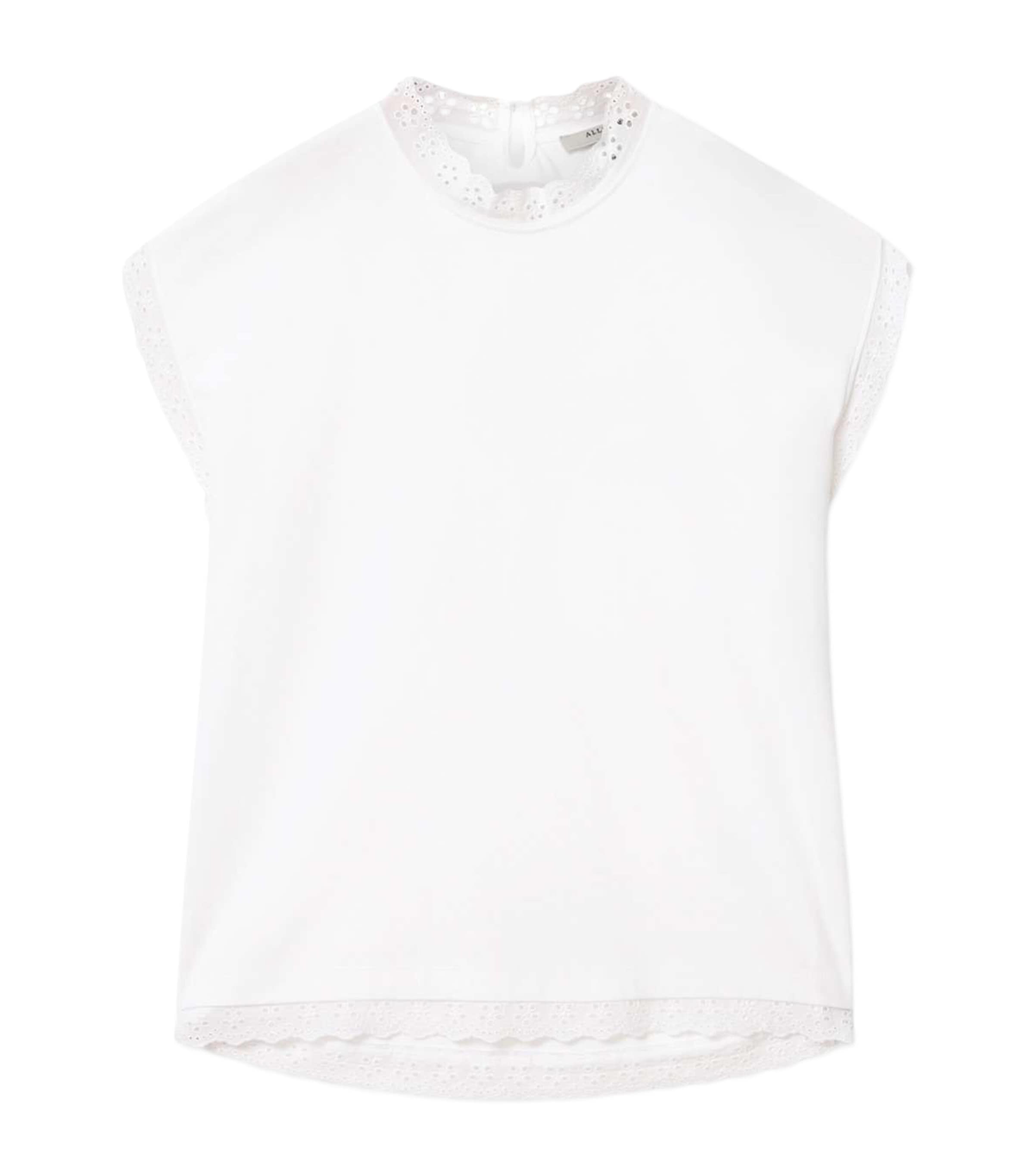 AllSaints Womens Organic Cotton Lace-Detail Lele Tank Top Optic White
