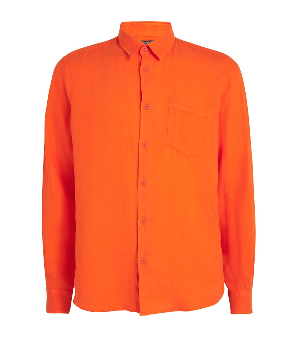 Vilebrequin Mens Linen Caroubis Shirt Apricot