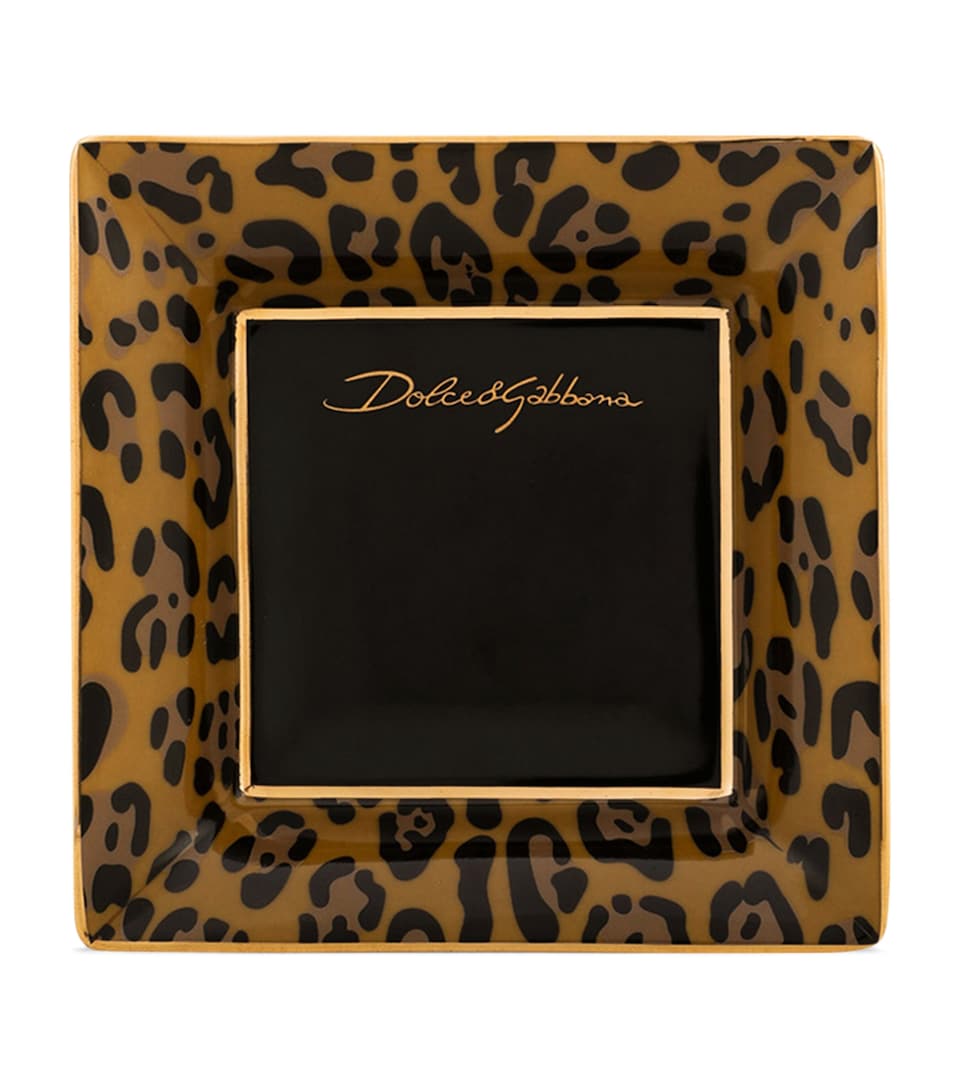 Porcelain Leopard Decorative Square Plate (10cm)