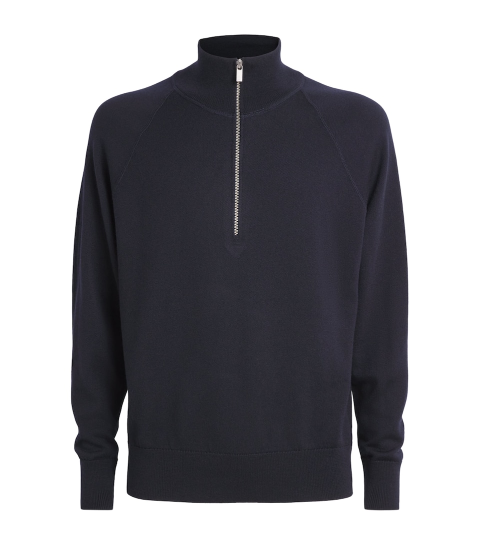 Barena Mens Merino Quarter-Zip Sweater Navy