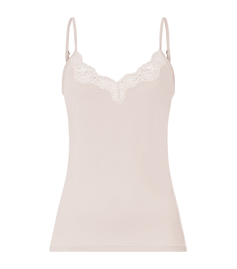 Hanro Womens Lace-Trim Dana Tank Top Moonlight