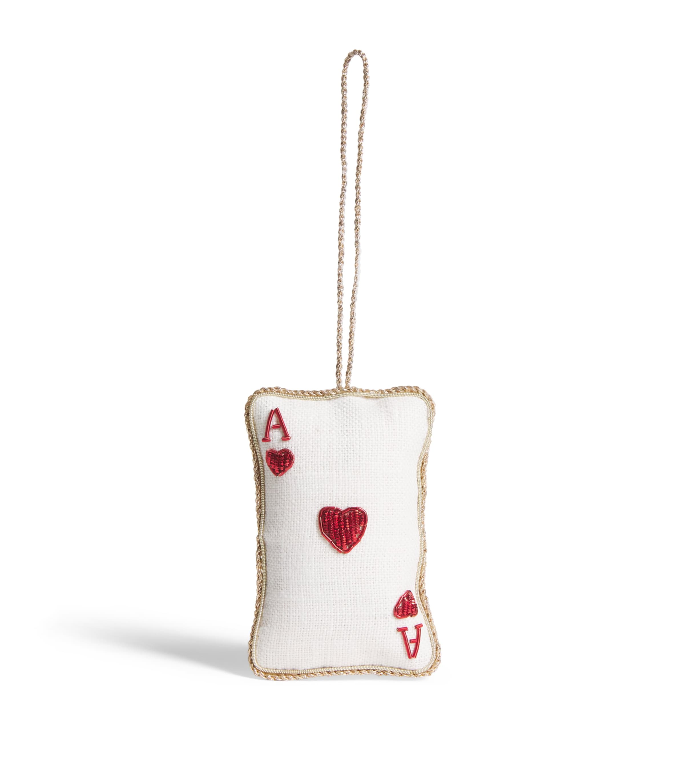 Katie Larmour Ace of Hearts Playing Card Tree Decoration White