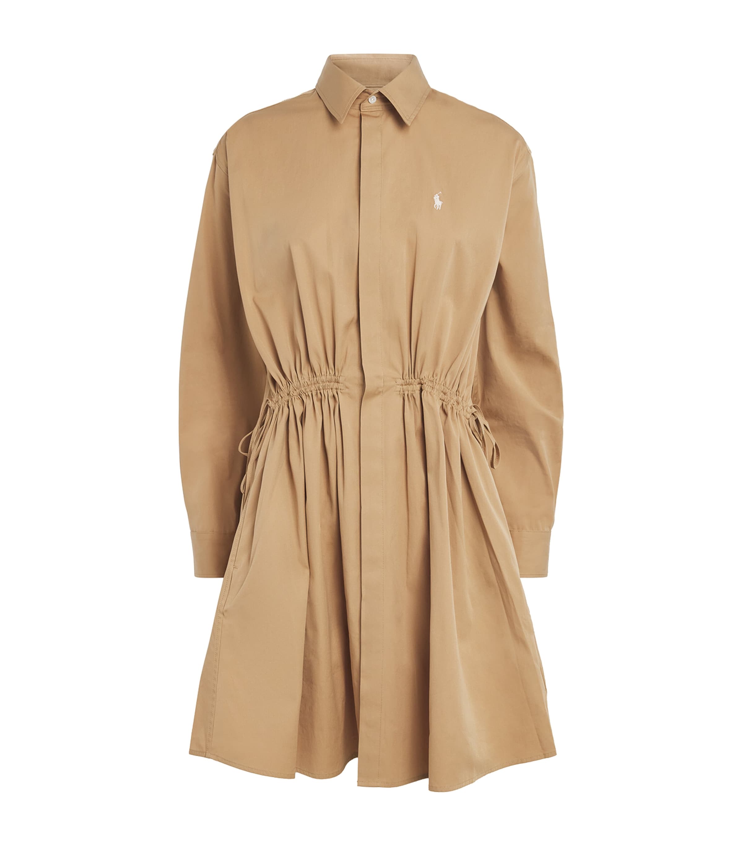 Polo Ralph Lauren Womens Cotton Mini Shirt Dress Classic Camel