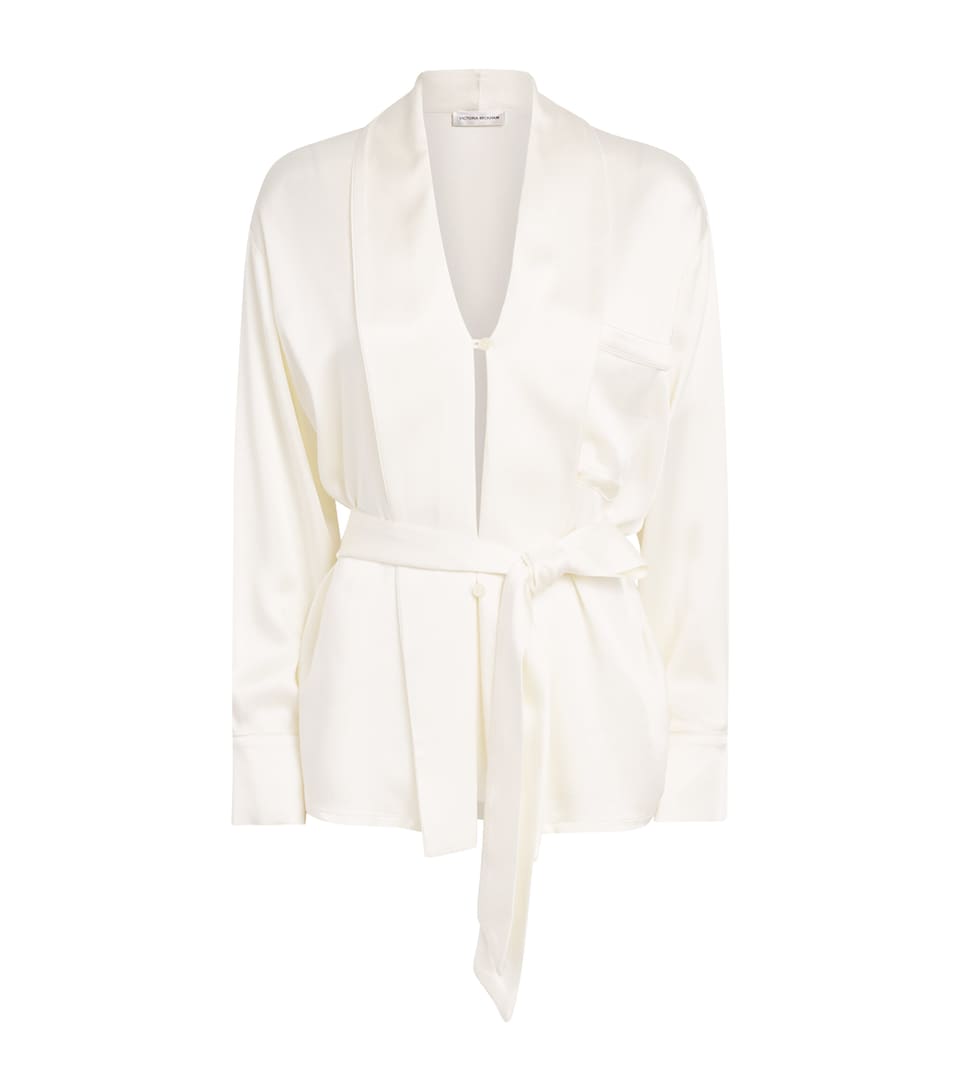 Victoria Beckham Womens Satin Crepe Alba Blouse Ivory