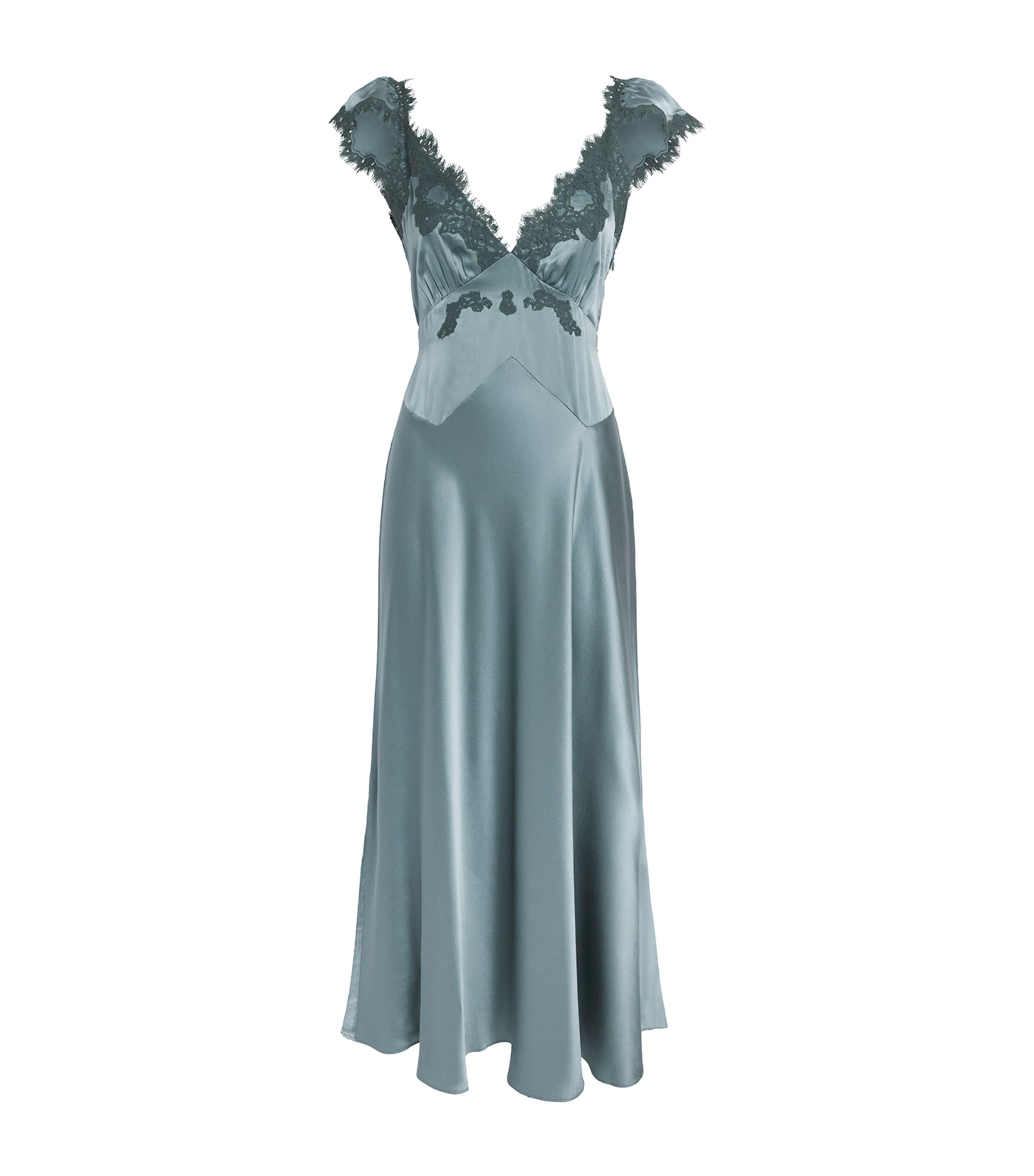 DÔEN Womens Silk Fiona Midi Dress Dulac Green