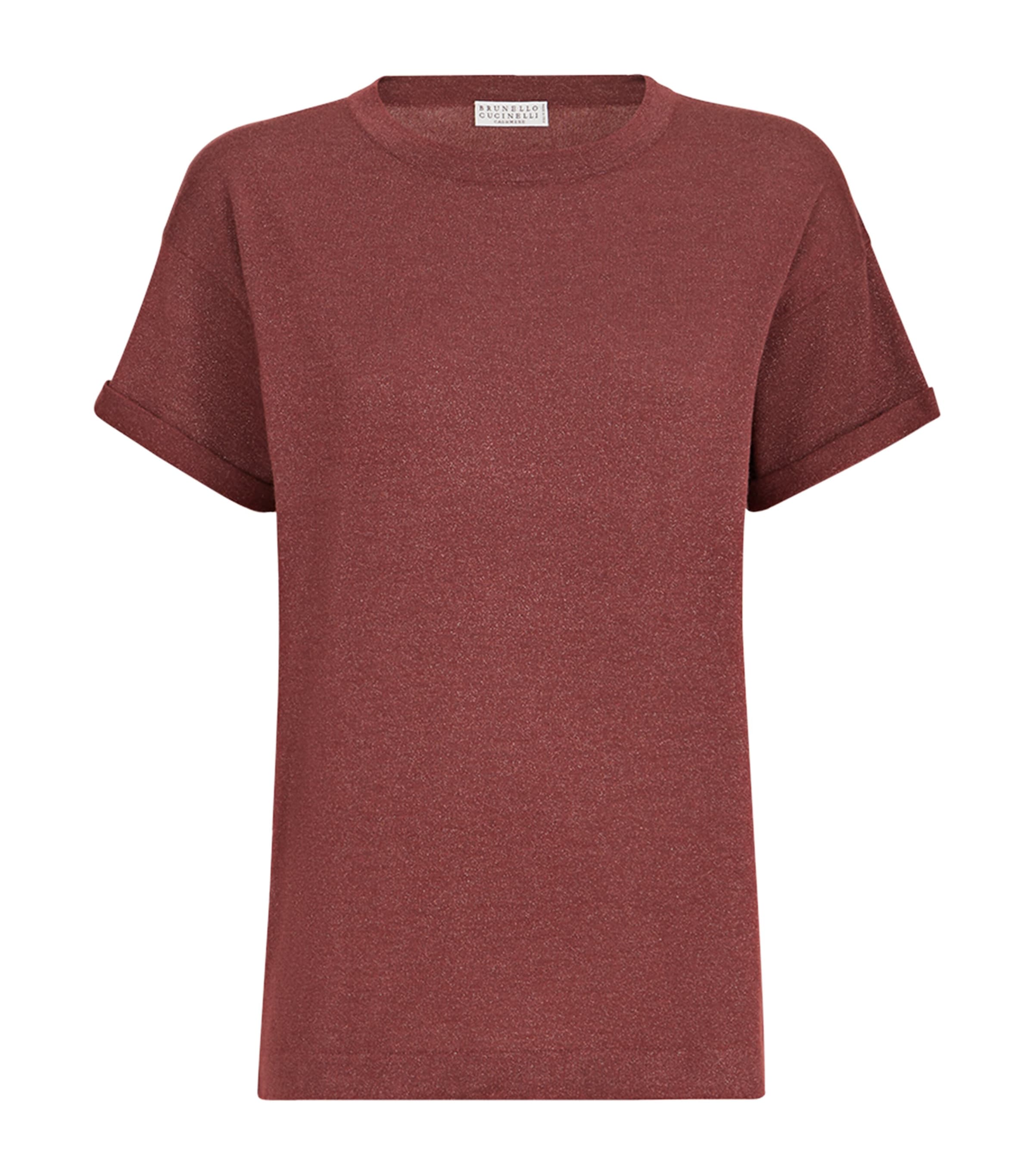 Brunello Cucinelli Womens Cashmere-Silk-Blend Sparkling T-Shirt