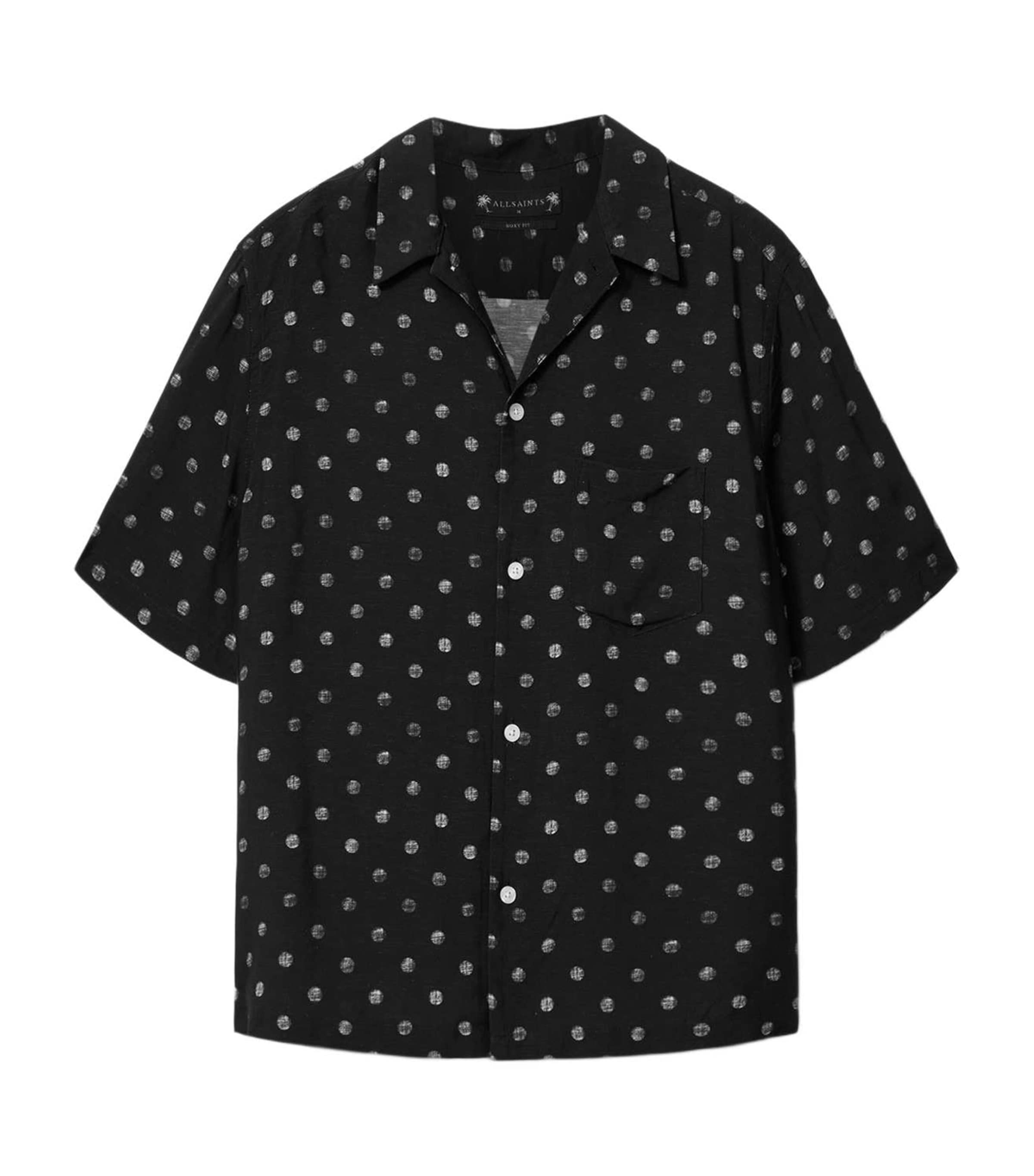 AllSaints Mens Polka Dot Upton Shirt Jet Black