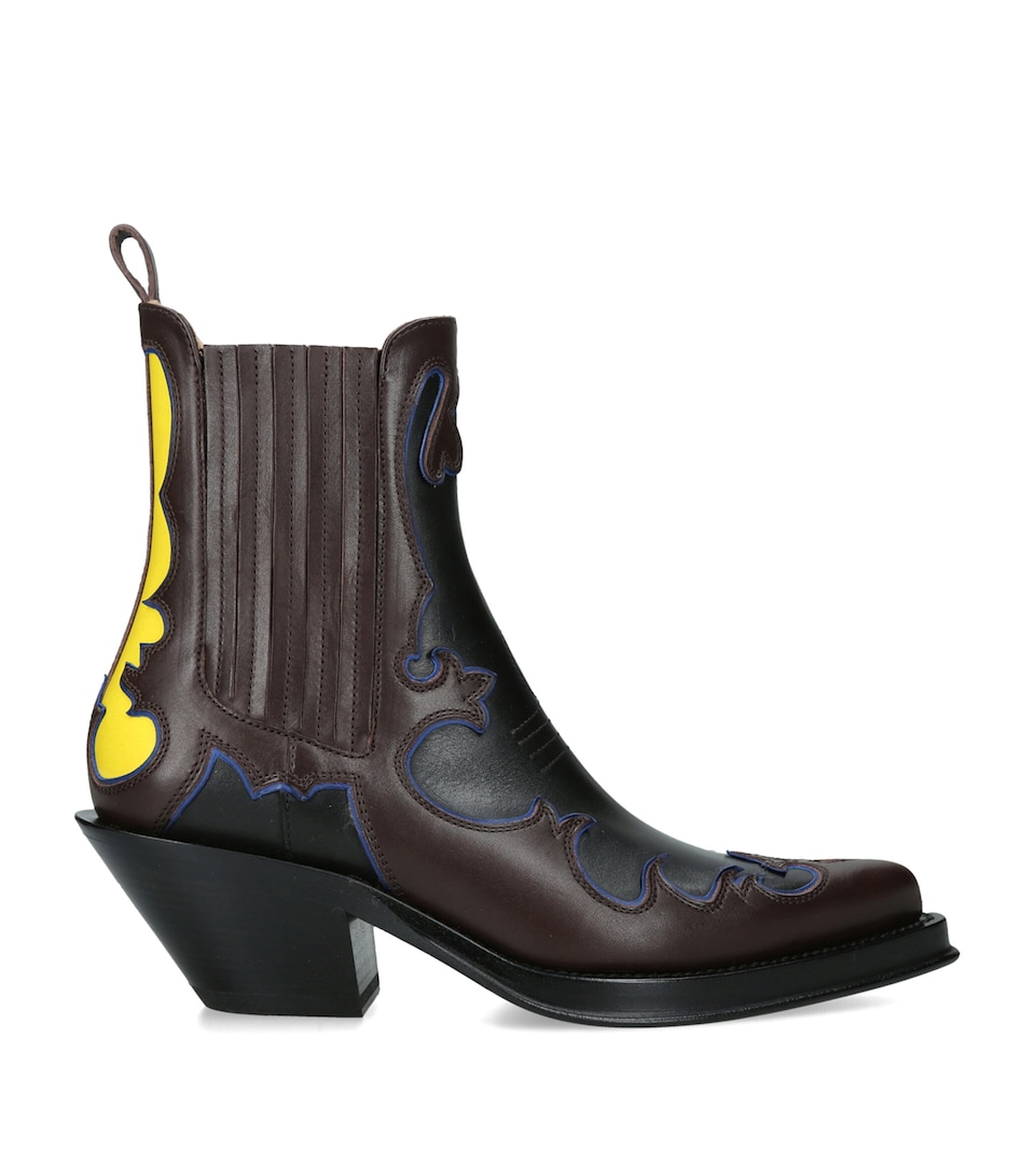 Gabriela Hearst Leather Embroidered Cassidy Ankle Boots 50 Blk/other