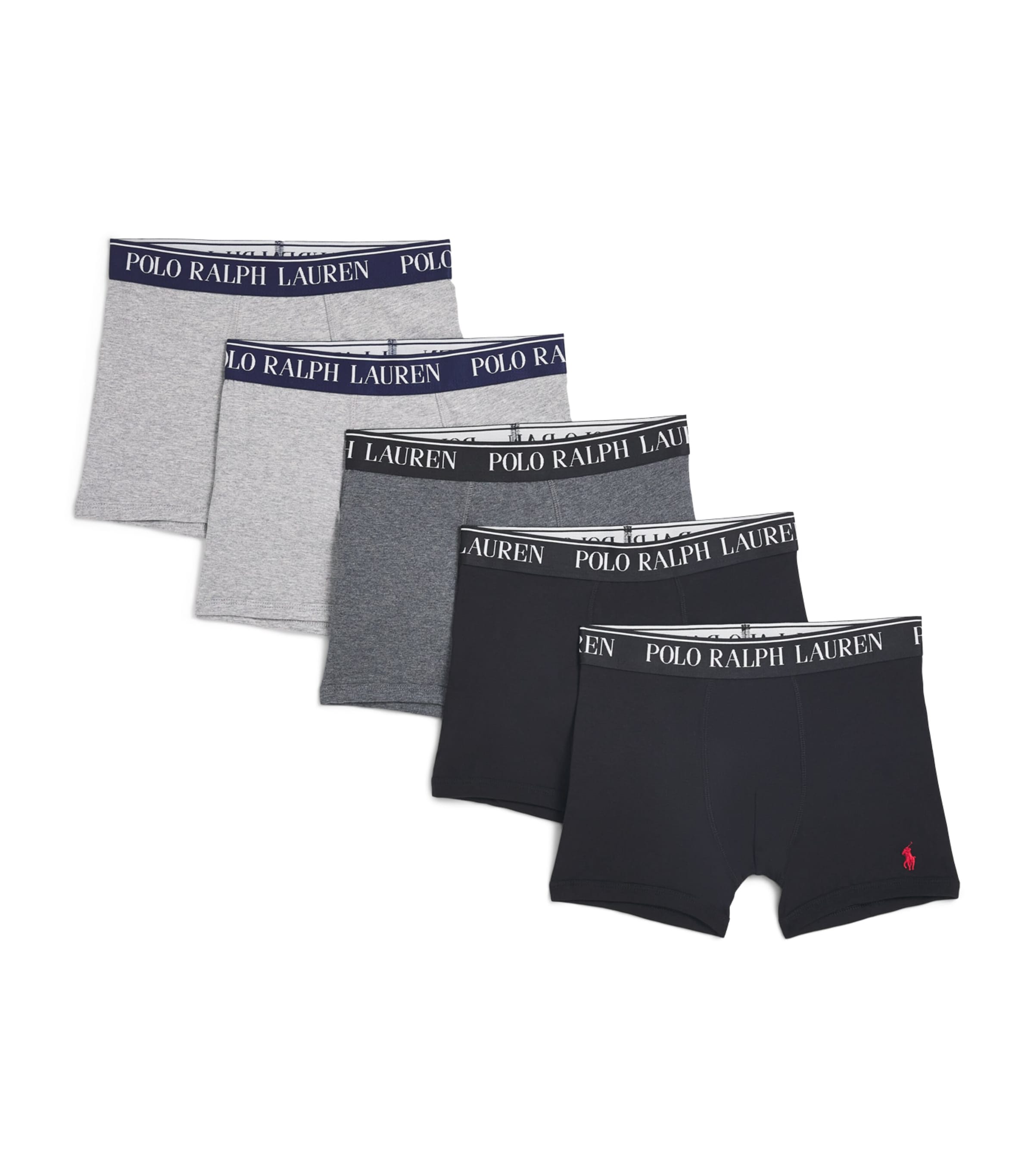 Ralph Lauren Kids Pack of 5 Stretch-Cotton Boxer Briefs (6-14 Years) Andover Heather