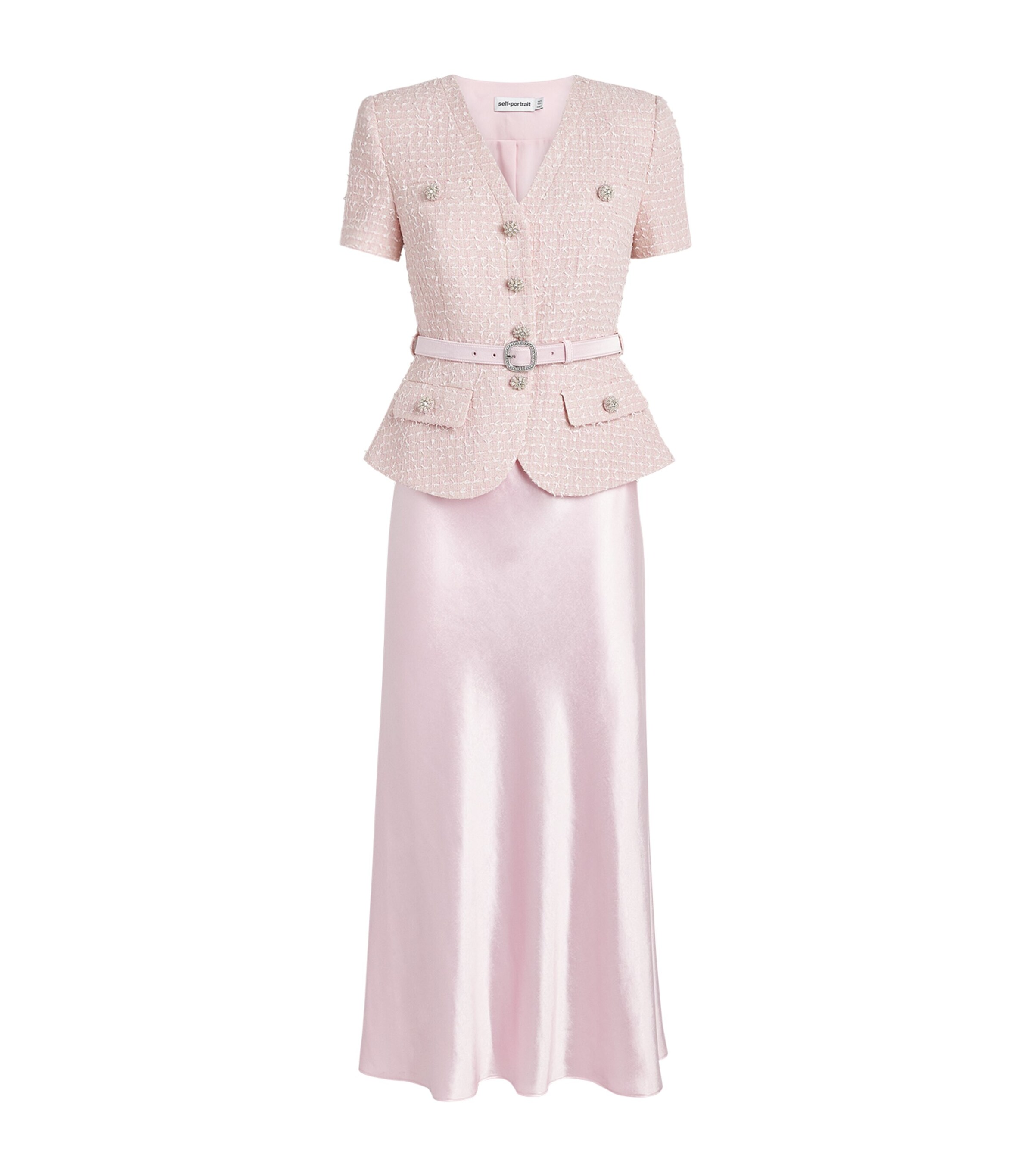 Sequin Bouclé Chiffon Midi Dress