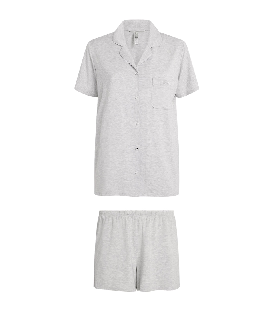 Skims Womens Sleep Short-Sleeve Pyjama Set Light Heather Grey