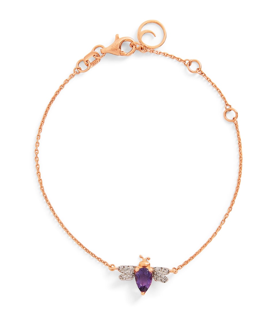 Rose Gold, Diamond and Amythest Queen Bee Bracelet