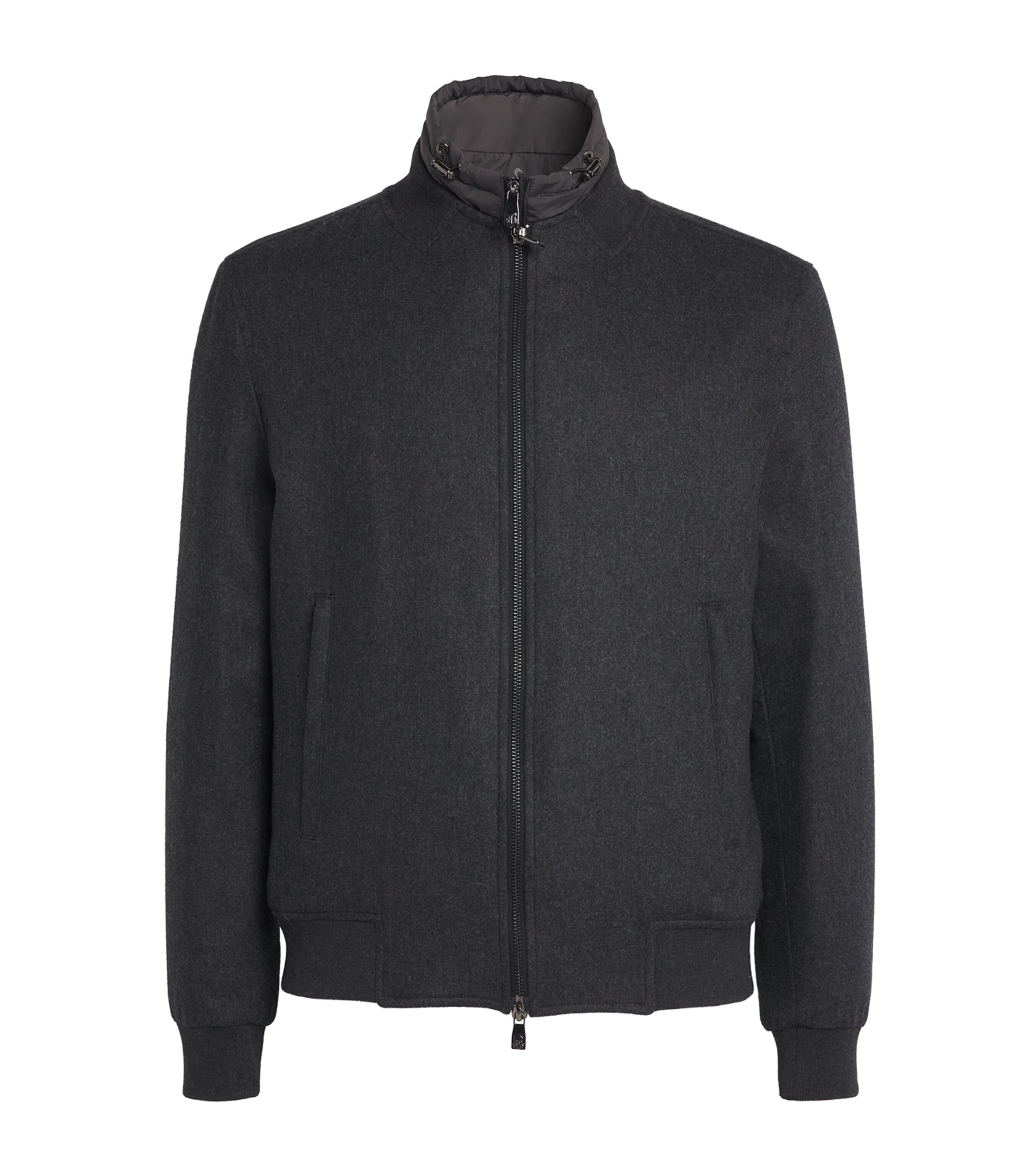 Cashmere-Blend Vest-Lined Bomber Jacket