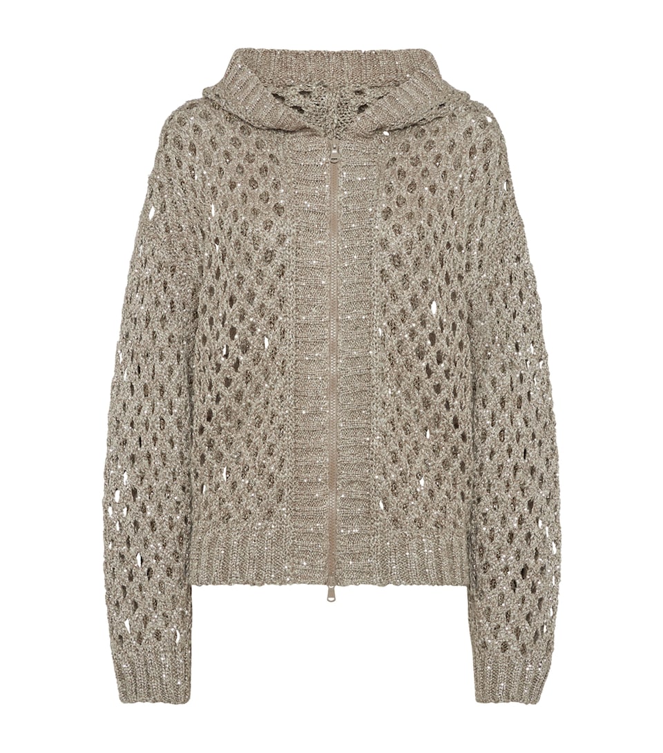 Dazzling Netted Hooded Cardigan