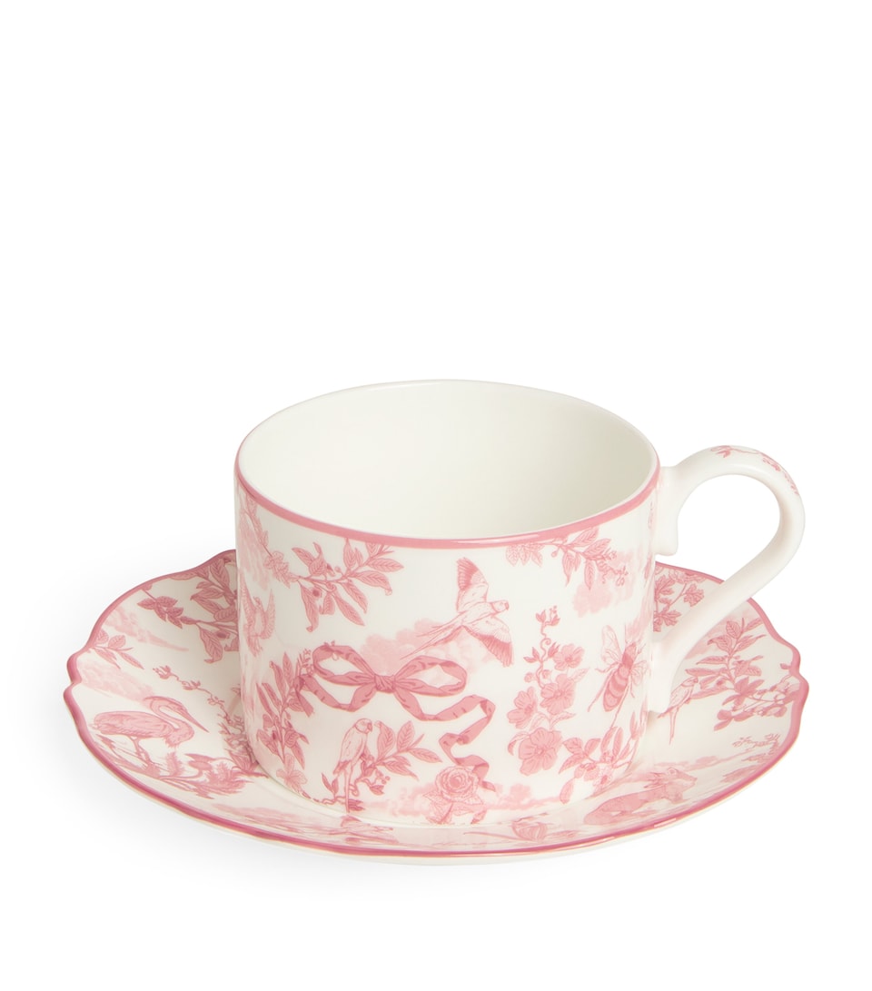 Bone China Toile Teacup and Saucer Set