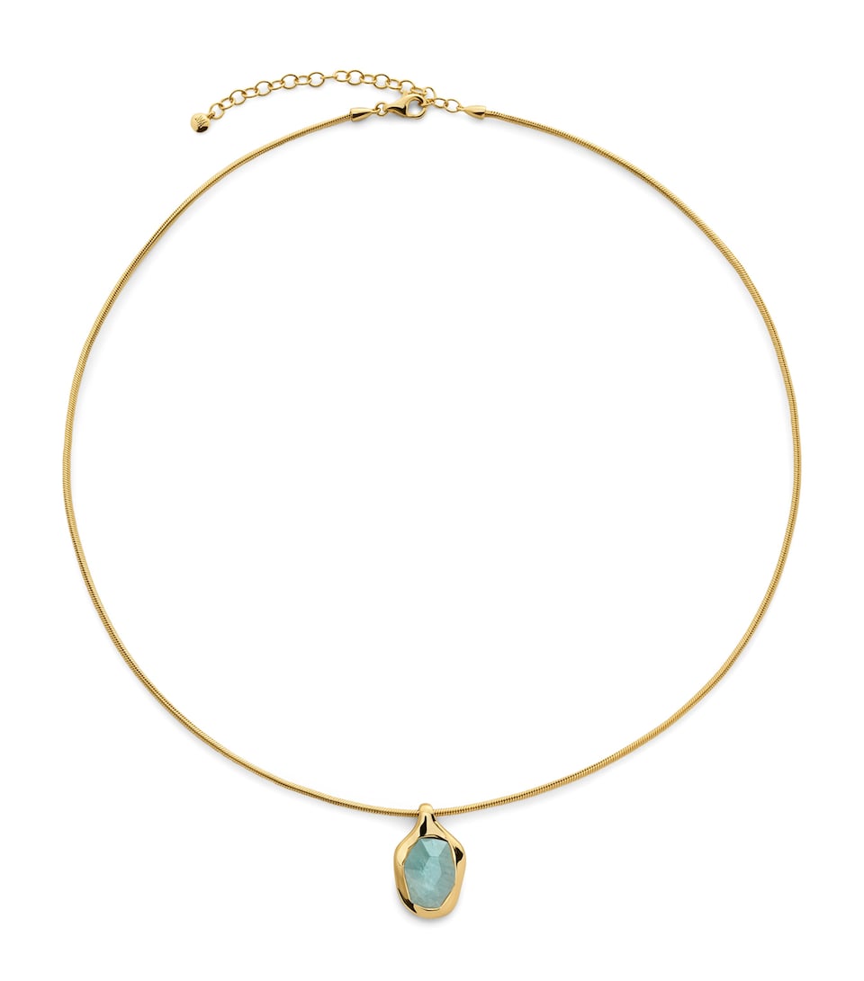 Monica Vinader Gold Vermeil and Aquamarine Odyssey Necklace Gold Vermeil