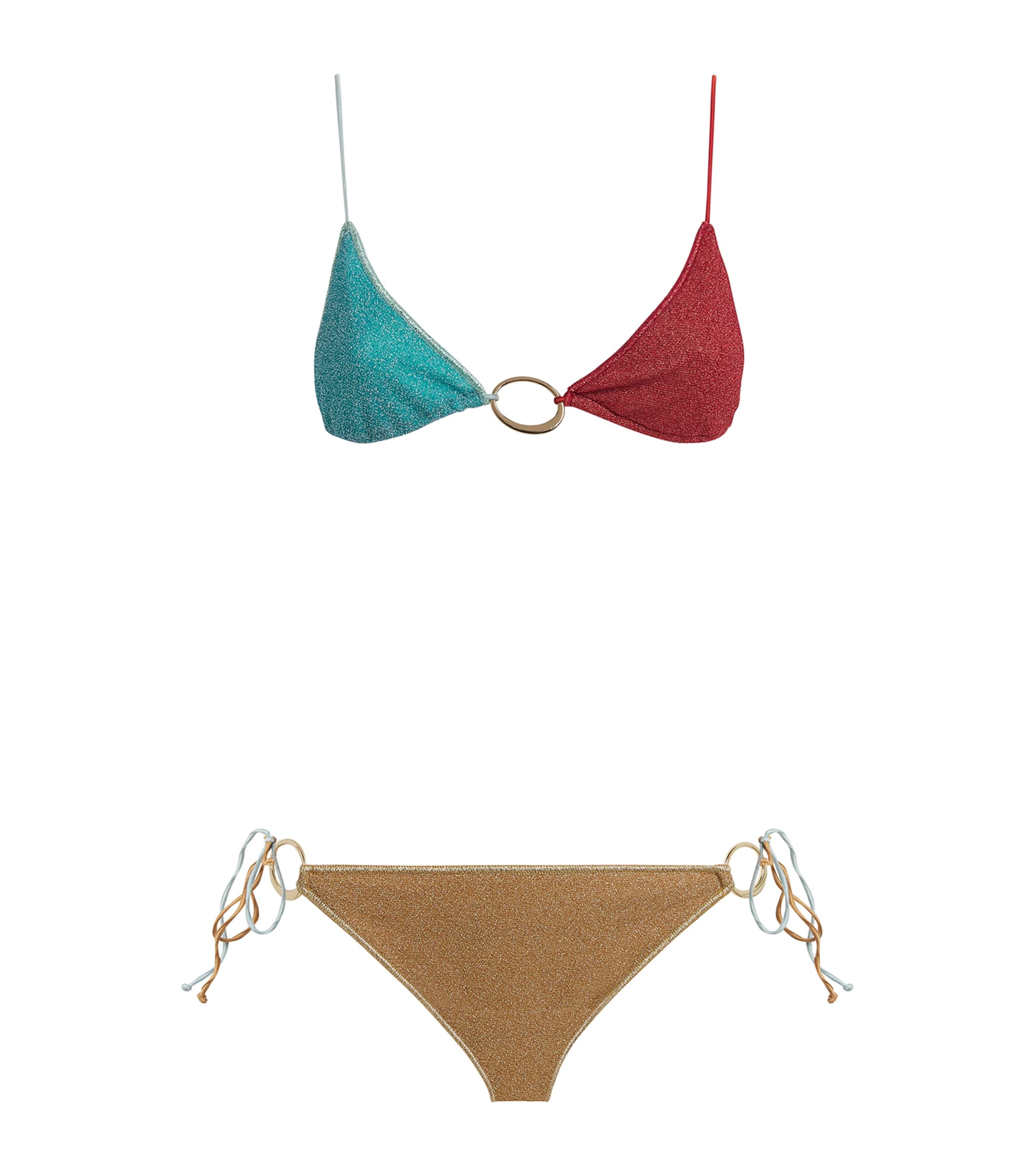 Oséree Womens Metallic Lumiére Bikini Sea Trqse Coral Gold