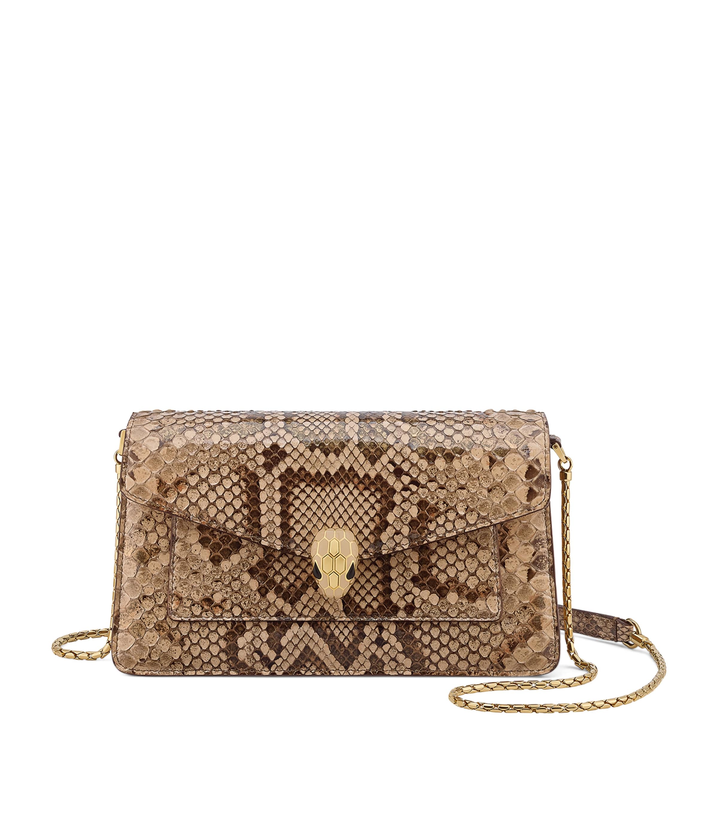 Bvlgari Python Skin Serpenti Forever Cross-Body Bag Beige