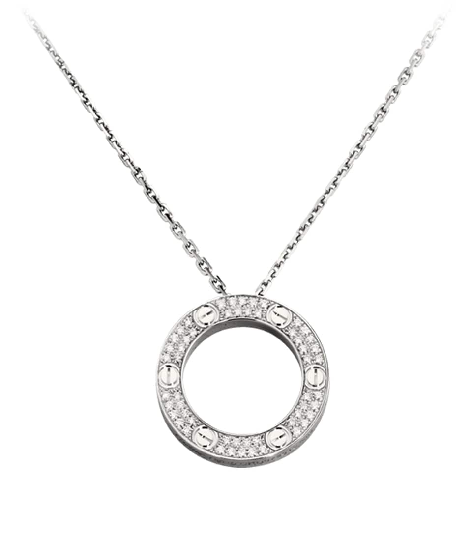 White Gold and Diamond LOVE Necklace