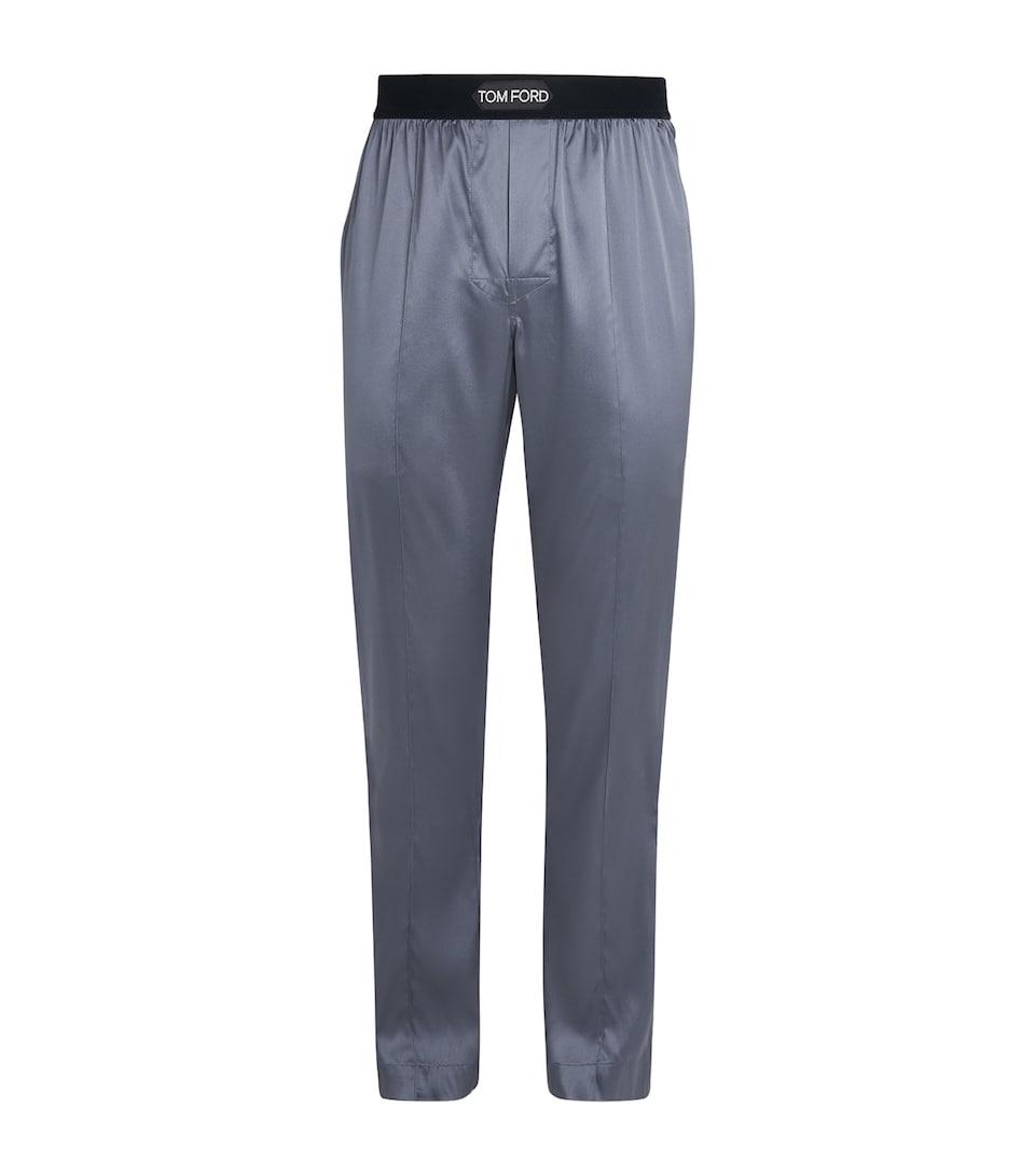 TOM FORD Mens Silk-Blend Pyjama Trousers Dark Grey