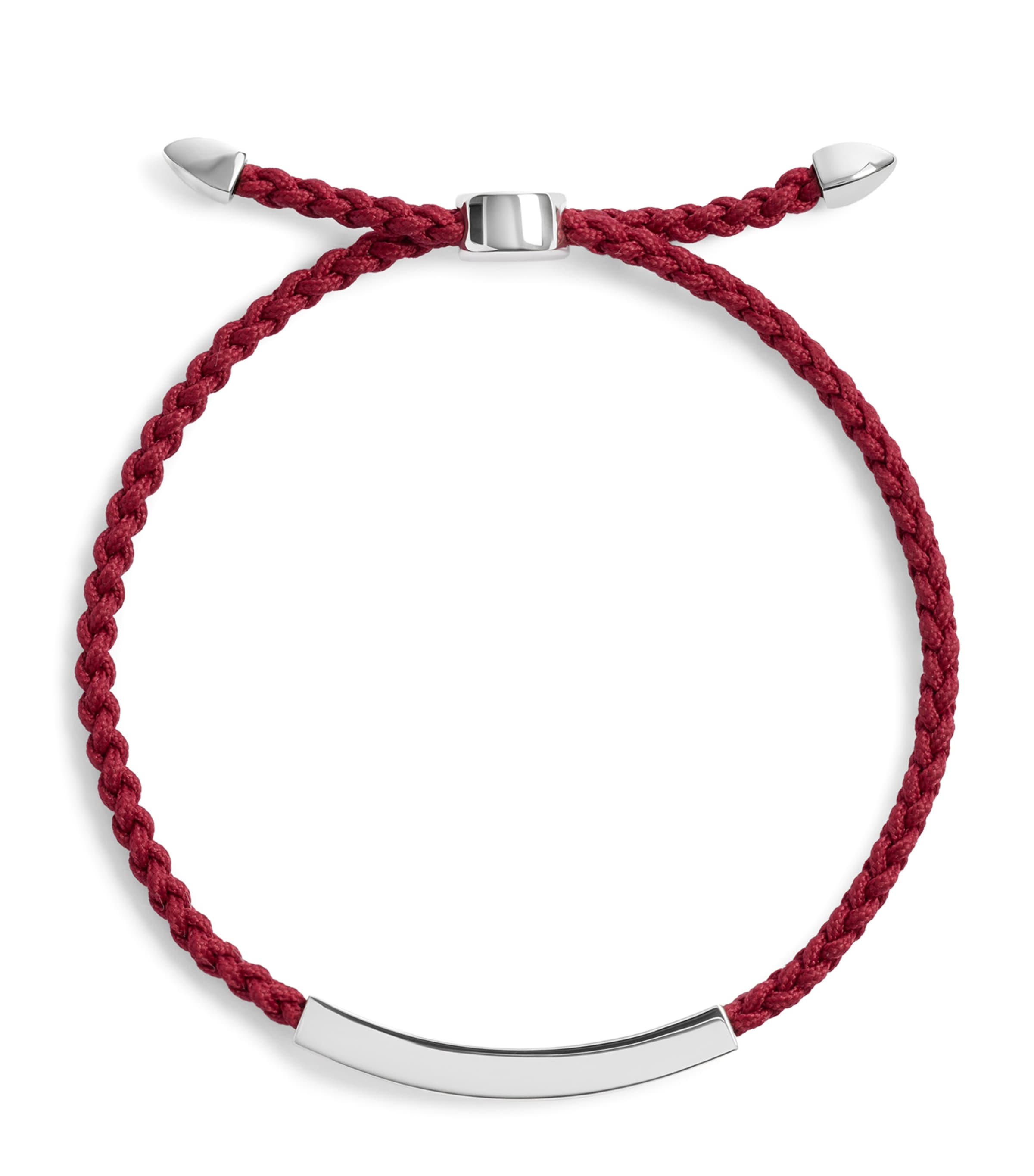 Monica Vinader Sterling Silver Linear Bold Cord Bracelet Burgundy