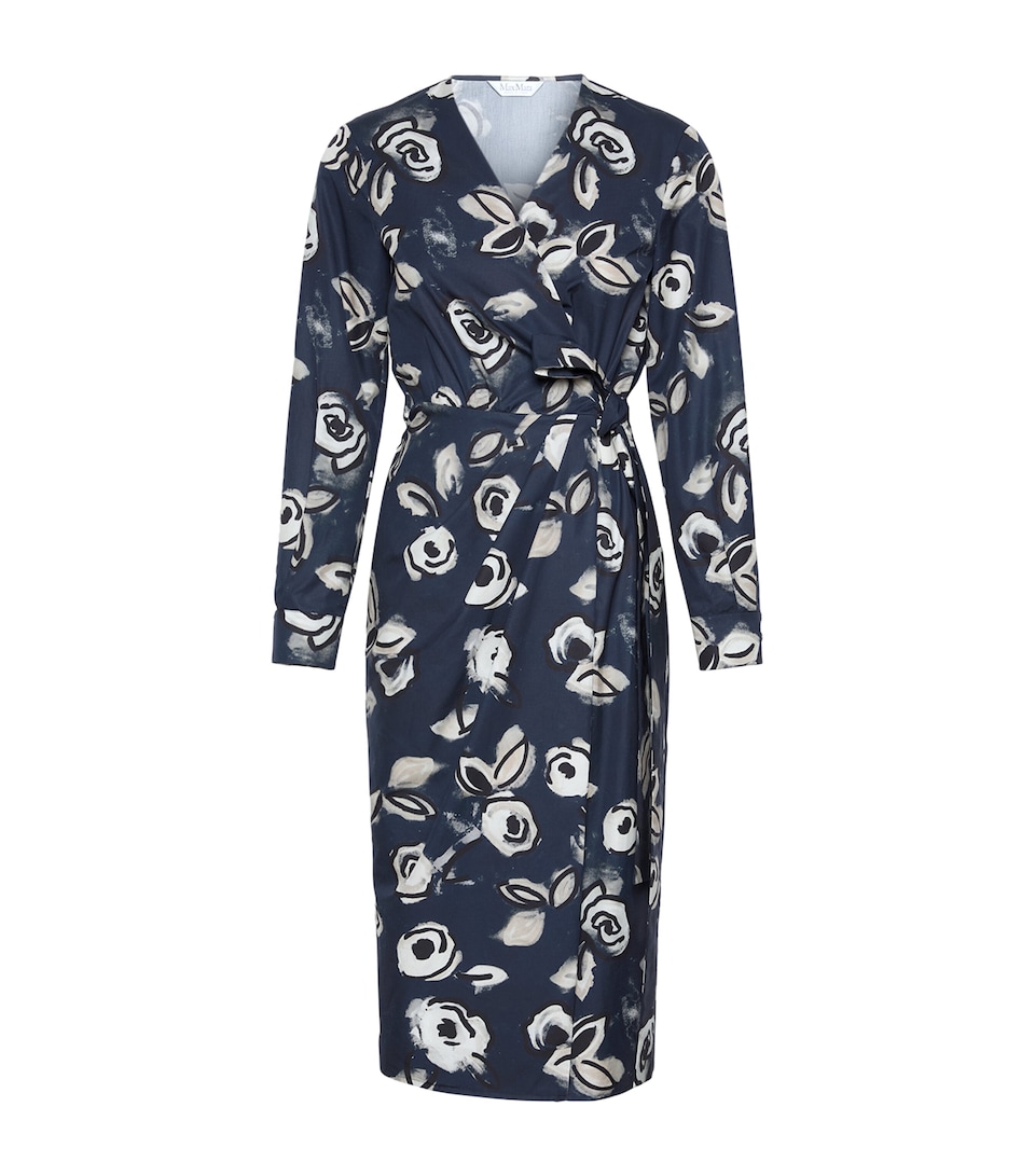 Max Mara Womens Cotton Printed Midi Dress Ultramarine