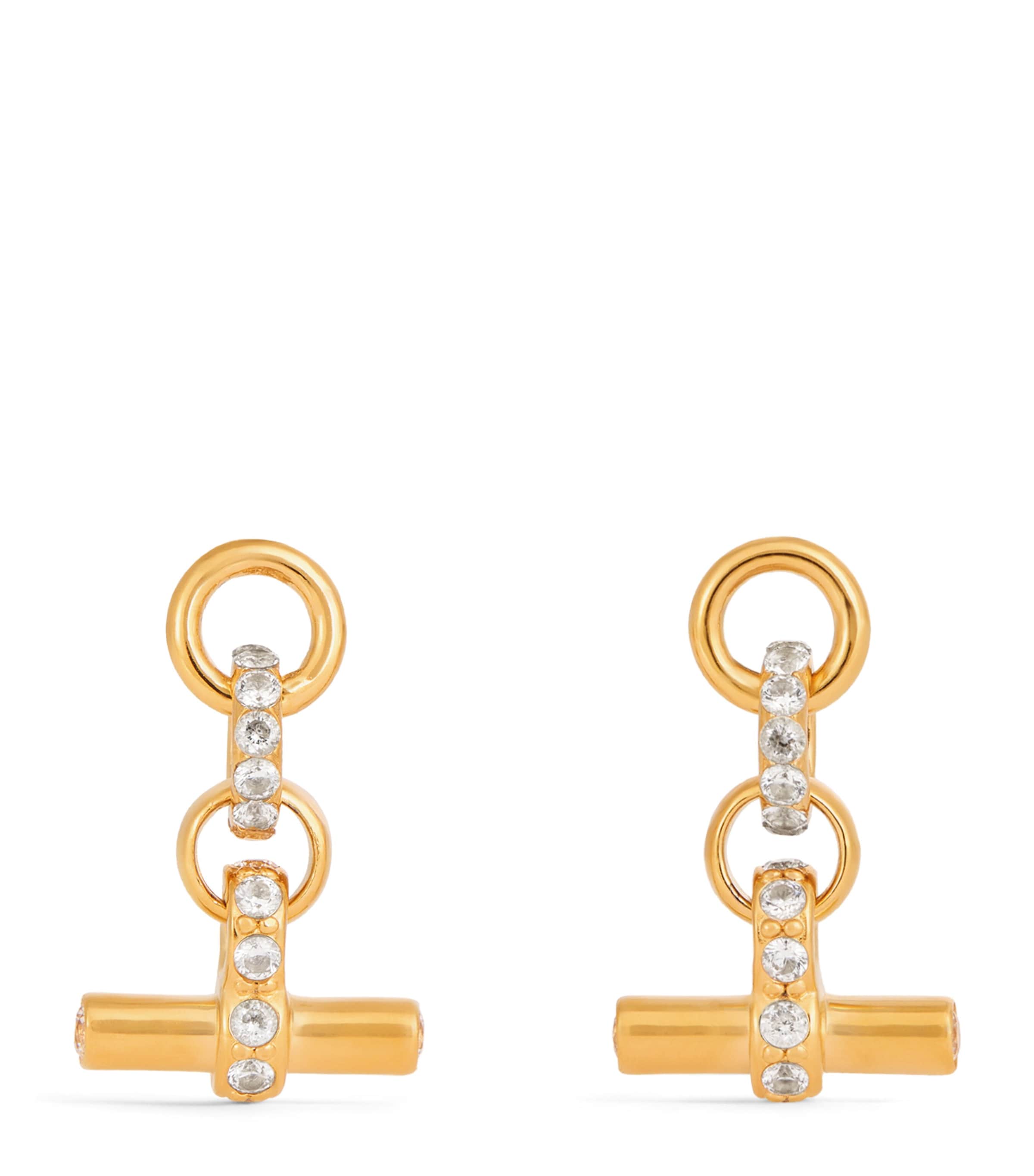 TILLY SVEAAS Gold-Plated Crystal T-Bar Earrings Gold