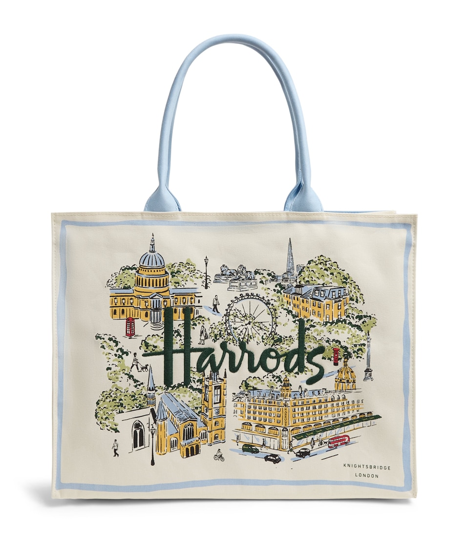 Harrods Canvas City Stories Tote Bag Ivory