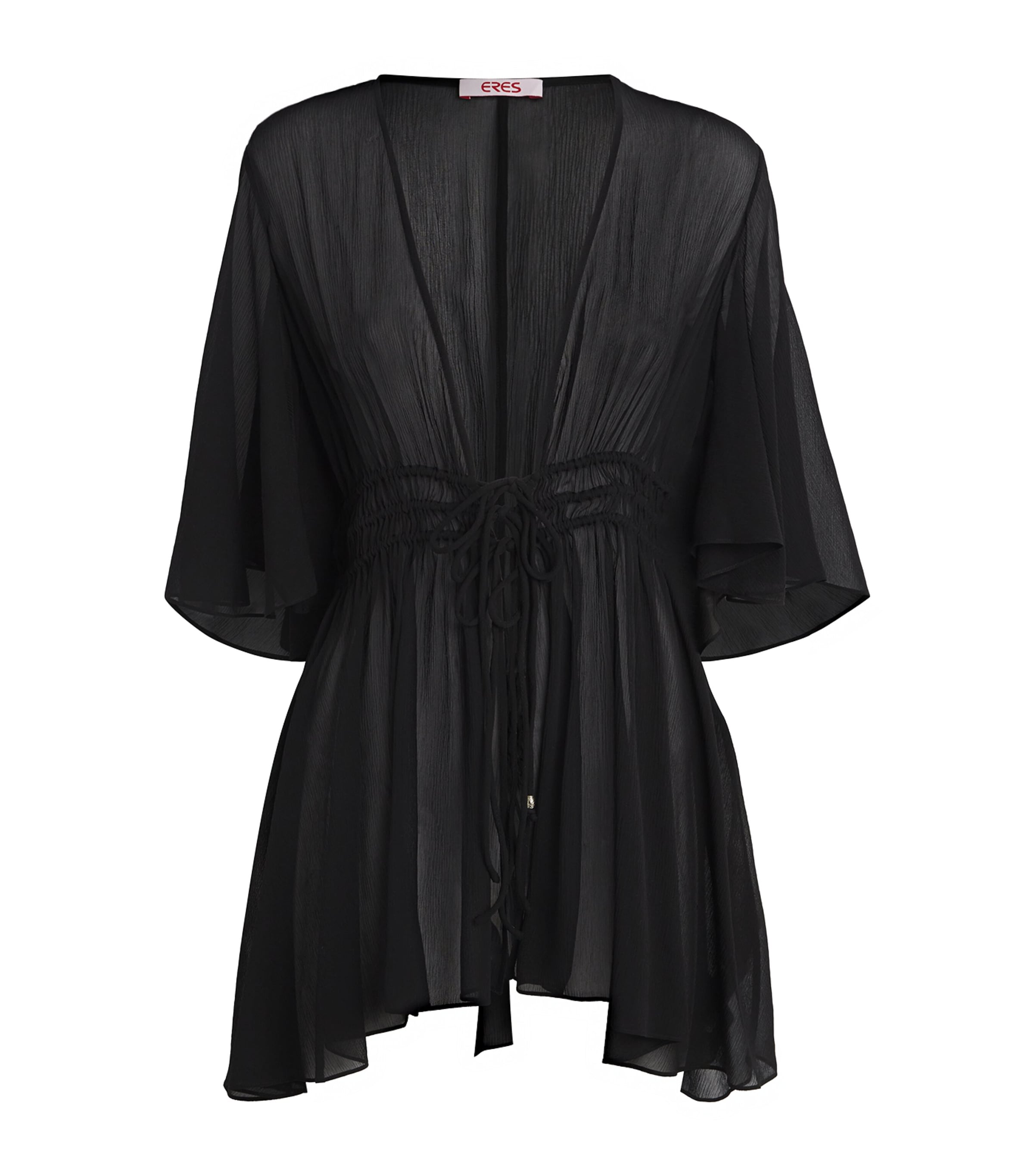 Eres Womens Silk Muslin Operette Short Kaftan Noir