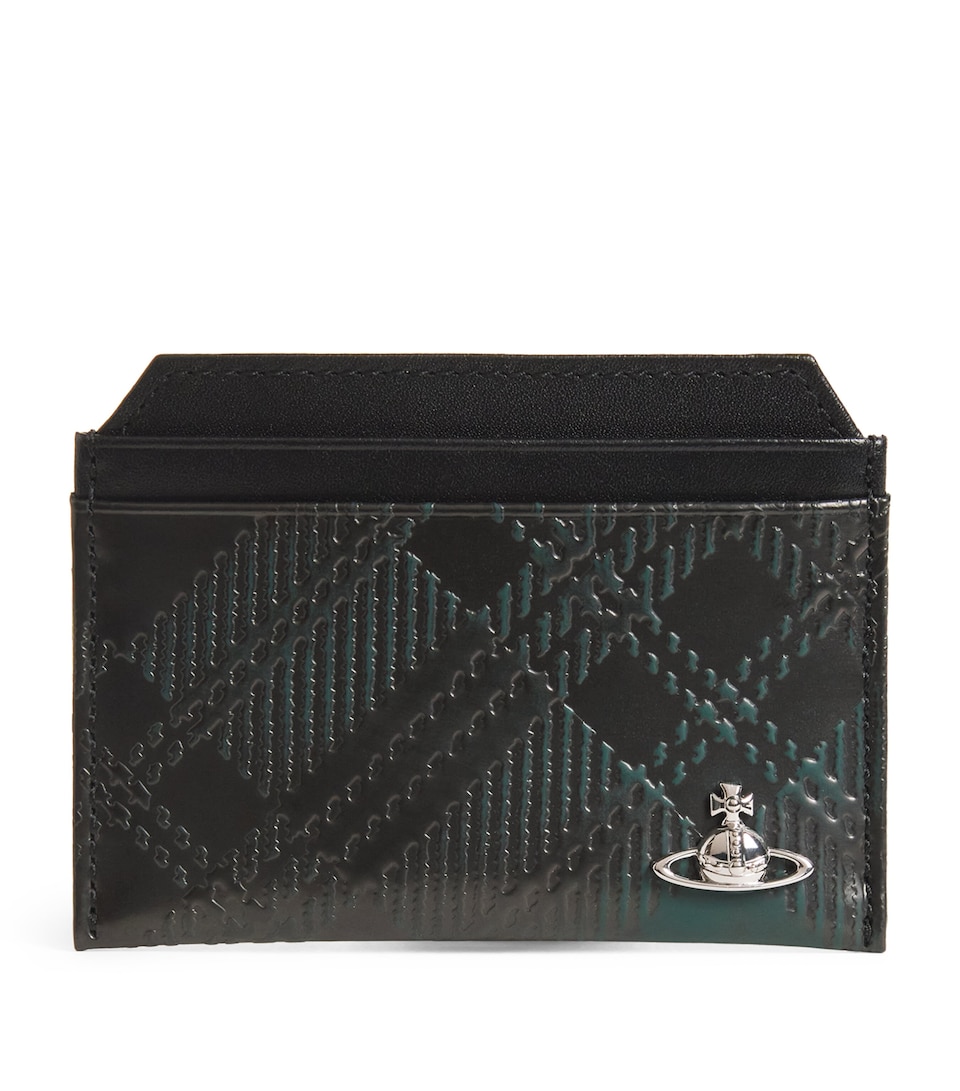Leather Embossed Check Card Holder