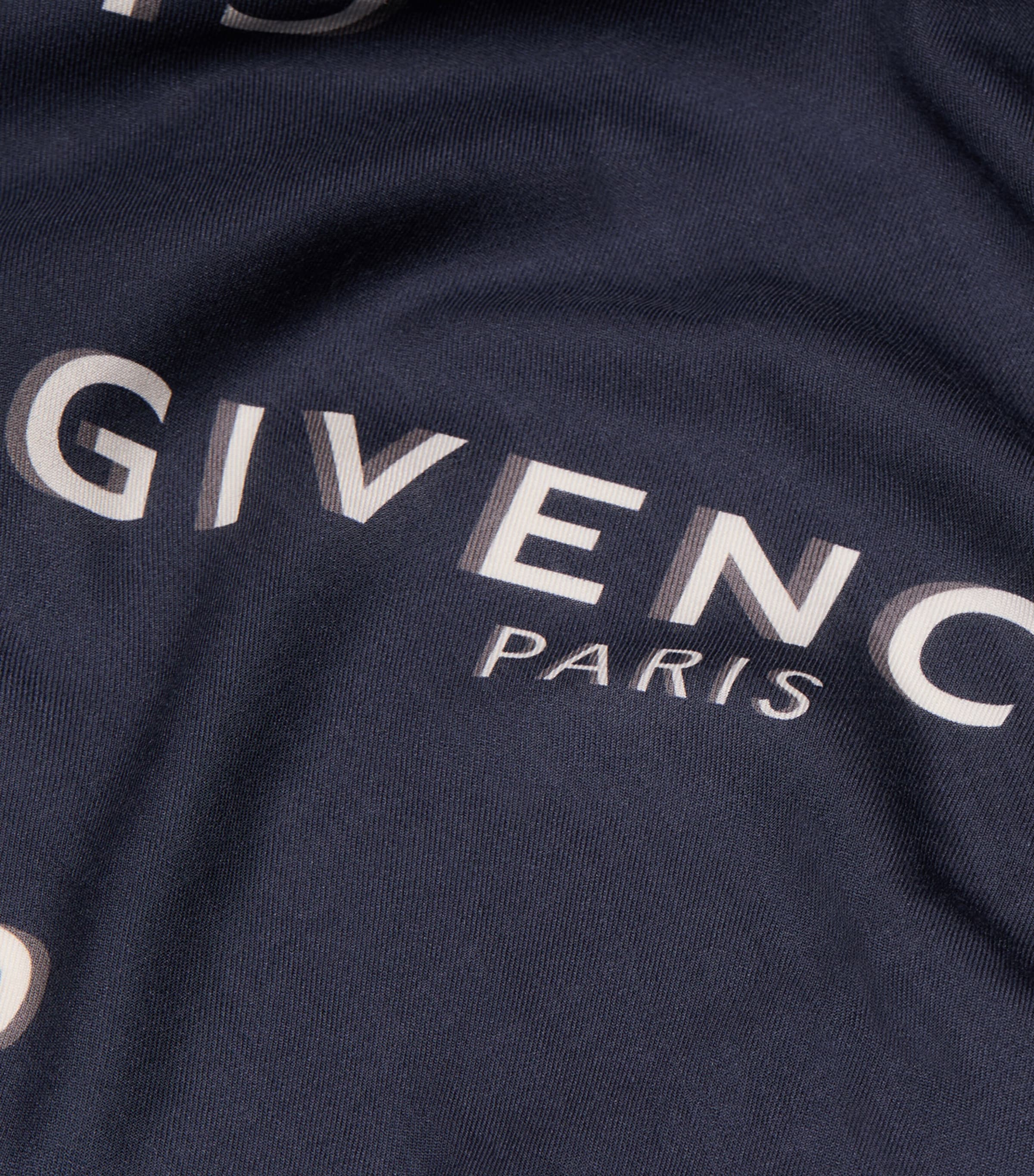 Wool-Silk Logo Stole NAVY Image 3