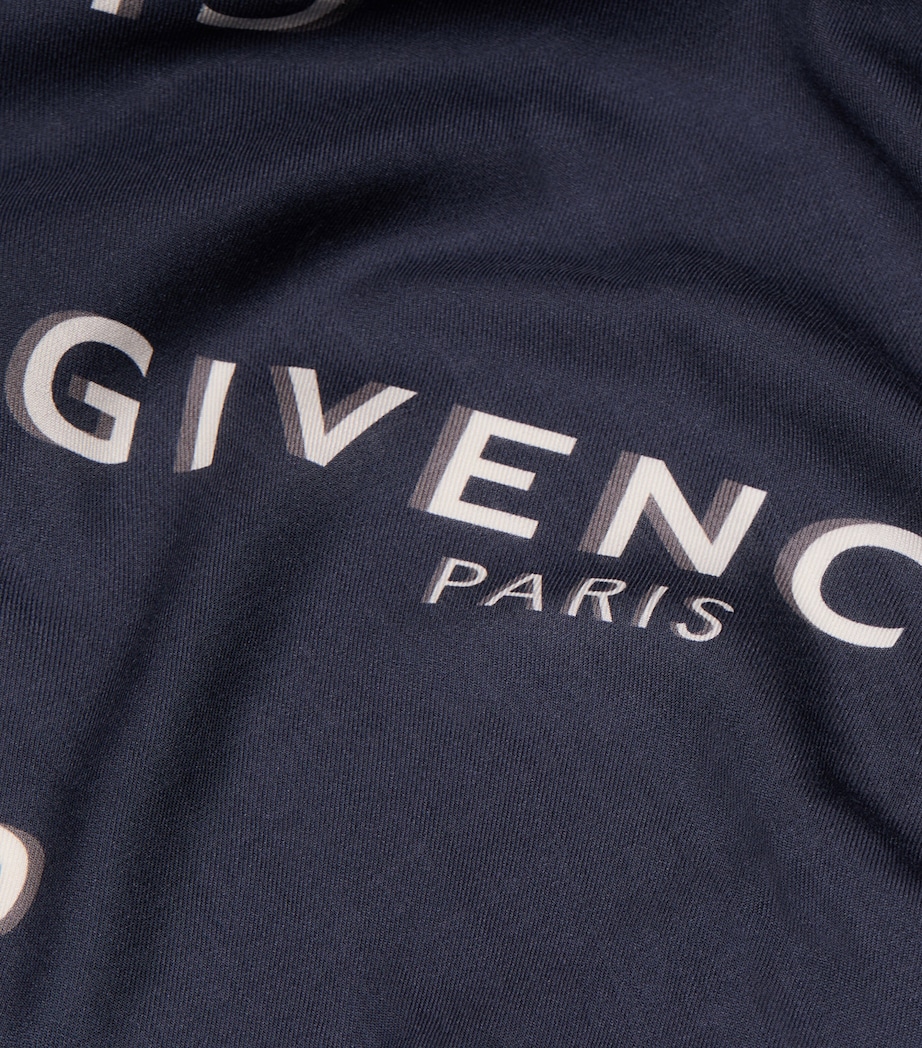 Wool-Silk Logo Stole NAVY Image 3