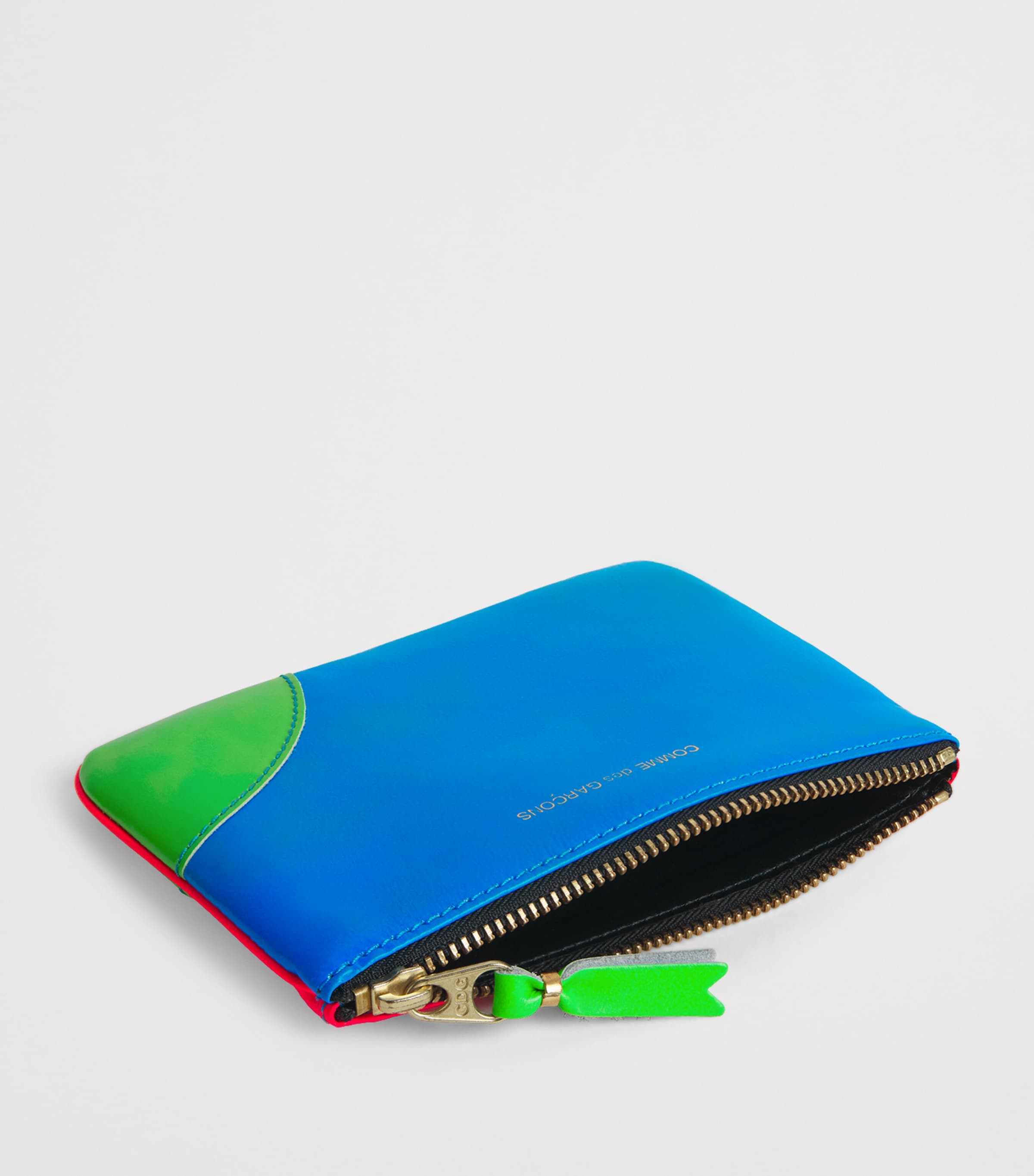 Comme Des Garçons Wallet Small Leather Super Fluo Pouch Orange/blue Image 4