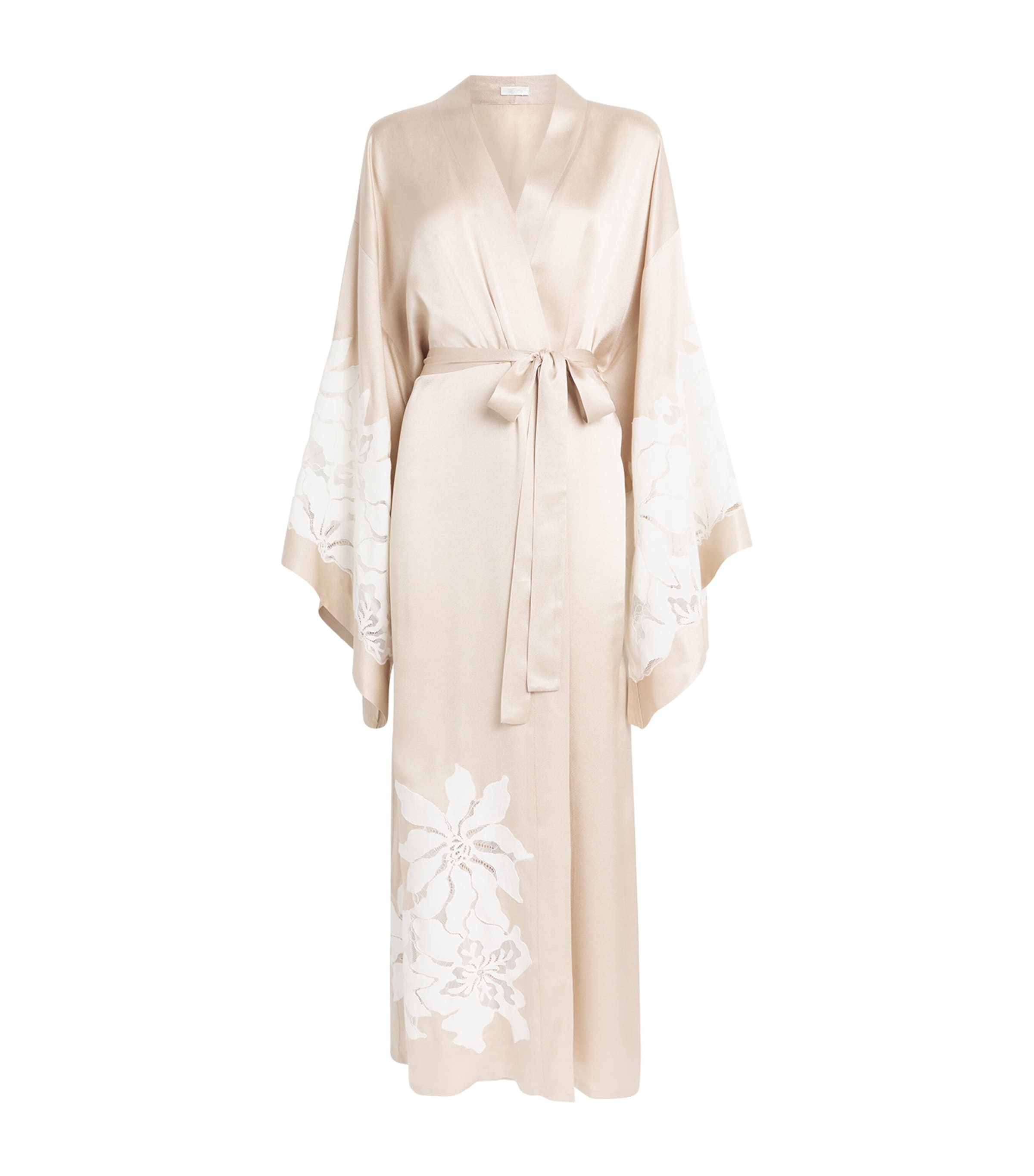Bocan Womens Lace-Trimmed Argos Robe Beige Image 1