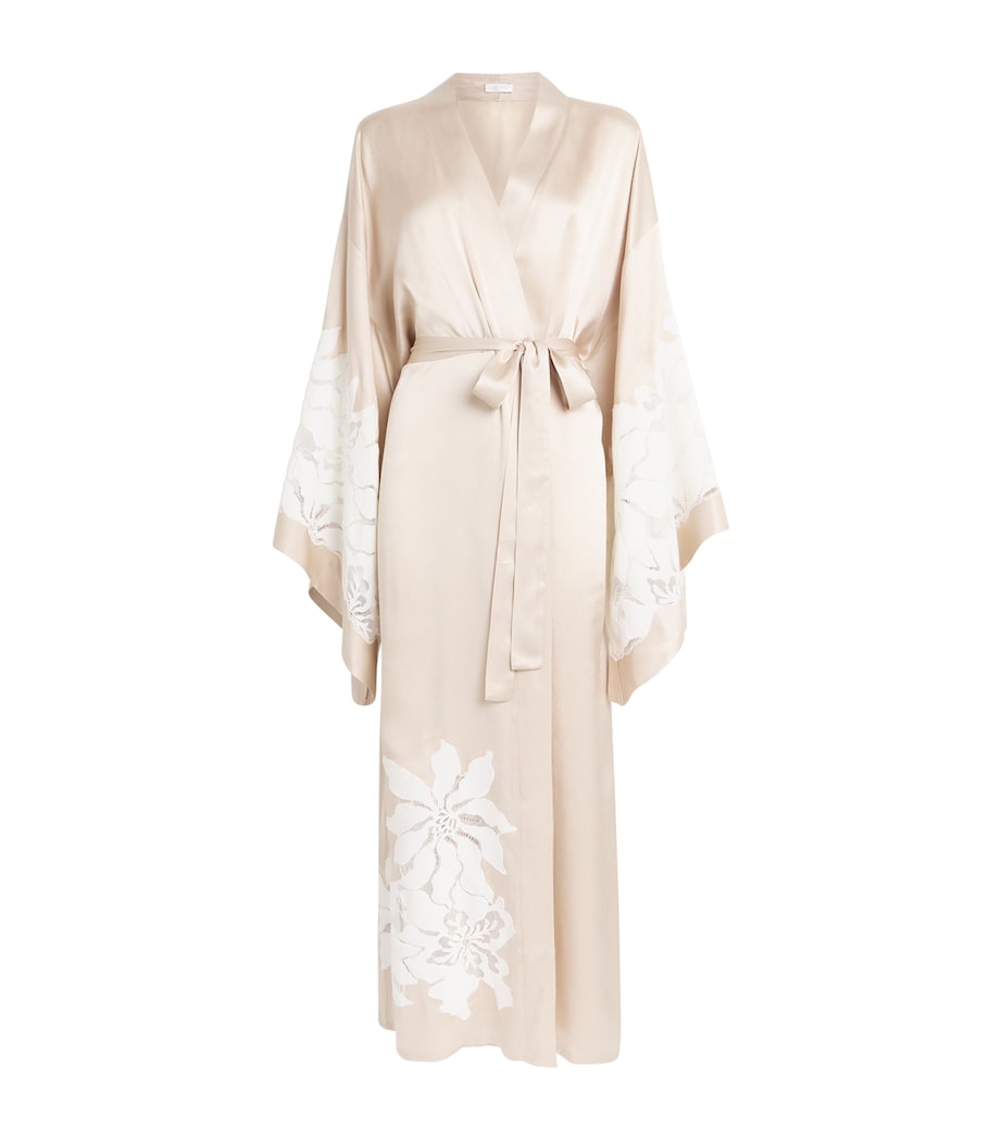Bocan Womens Lace-Trimmed Argos Robe Beige Image 1
