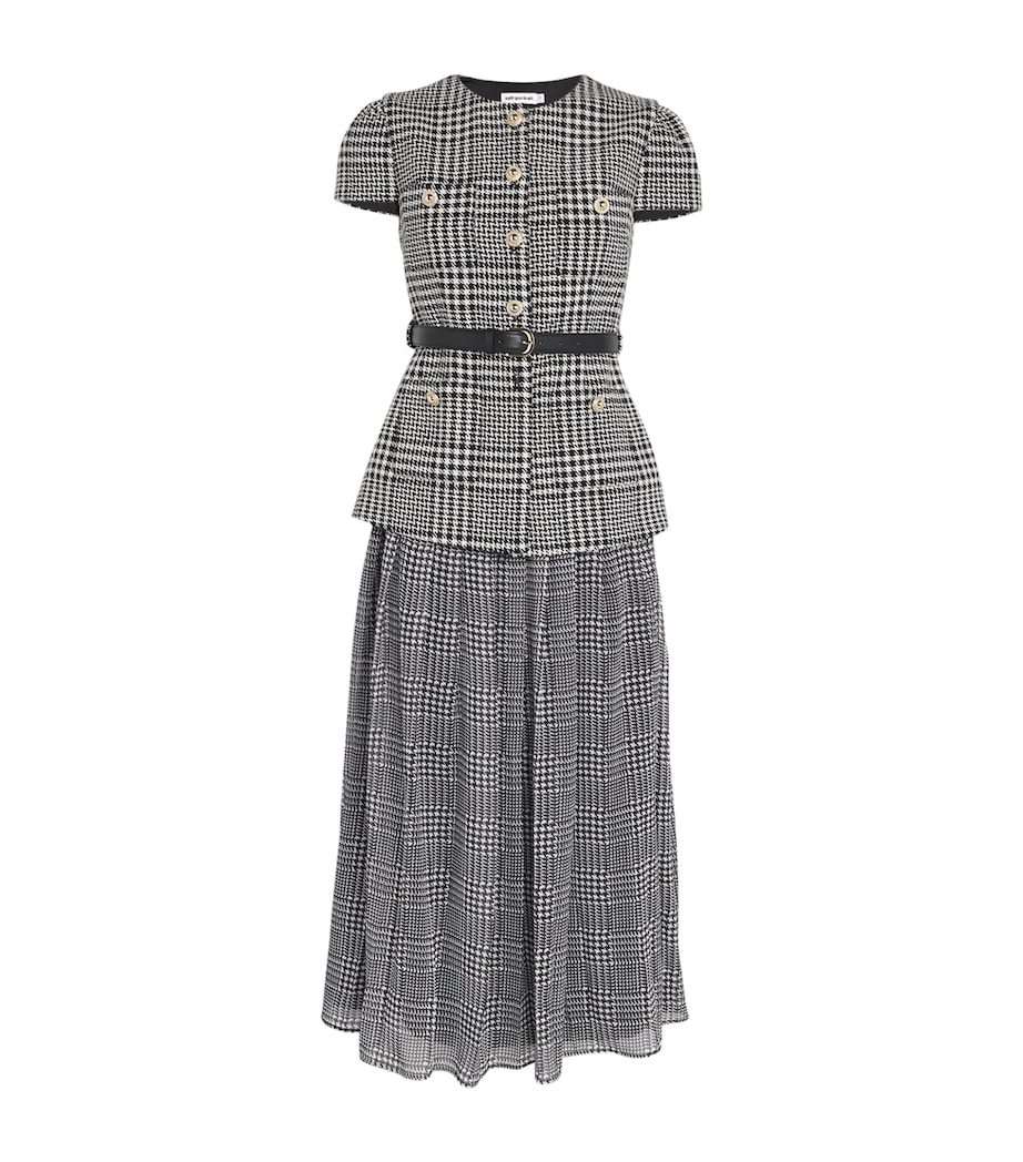 Houndstooth Tailored Midi Dress BLACK AND WHITE Image 1